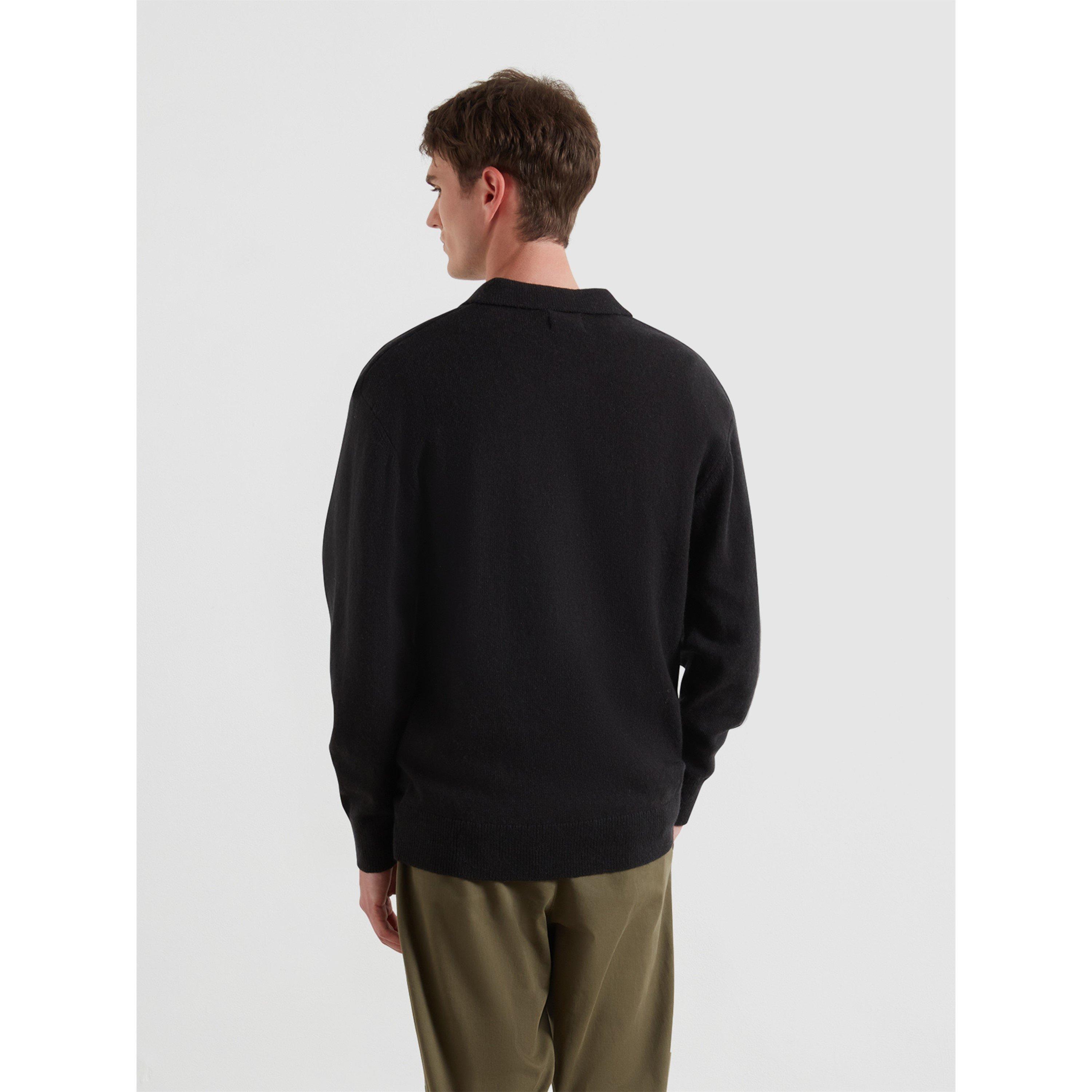 Zwart 010 - Farah - Men's Matson Lambswool Knit Quarter Zip Top - 3
