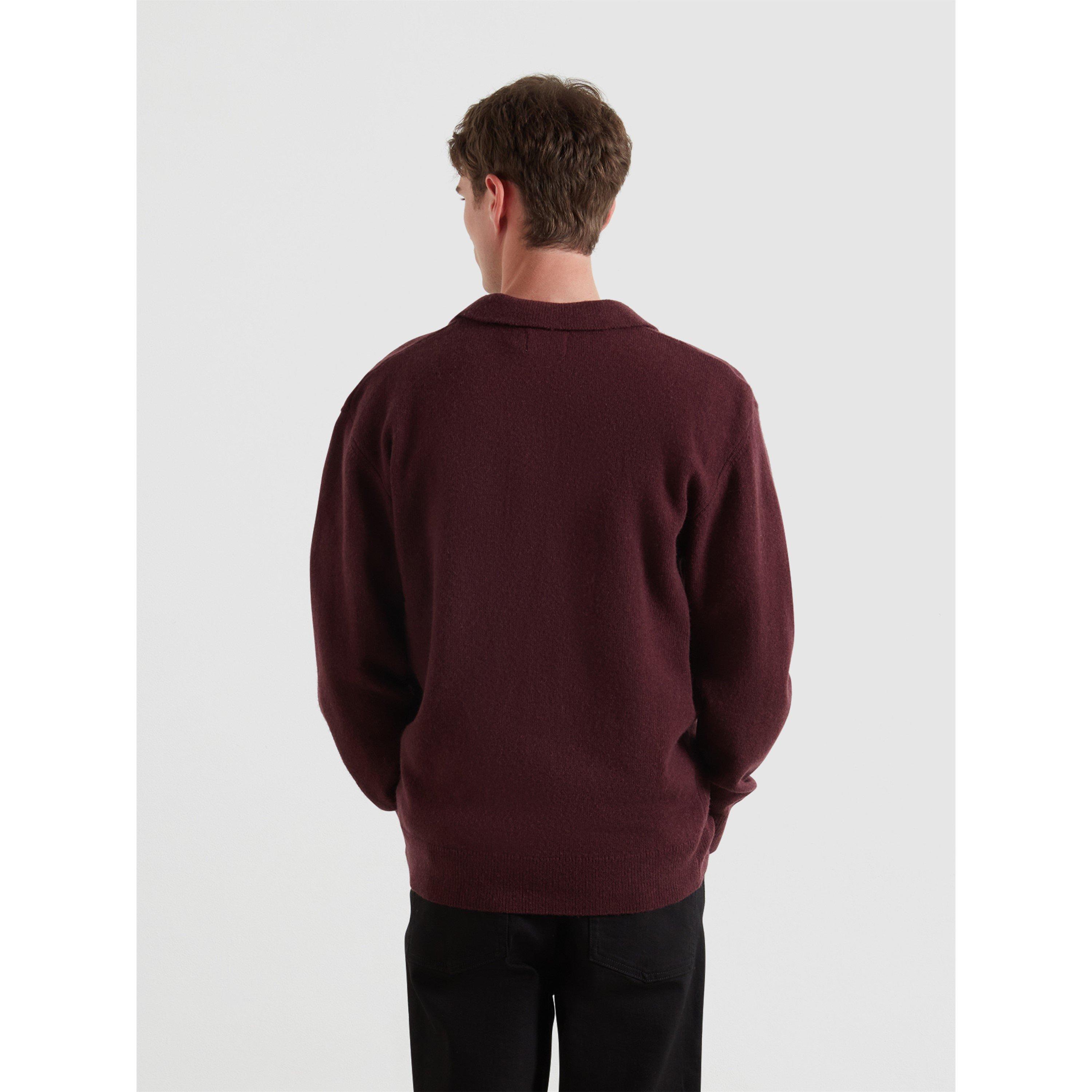 Bordeaux 507 - Farah - Men's Matson Lambswool Knit Quarter Zip Top - 3