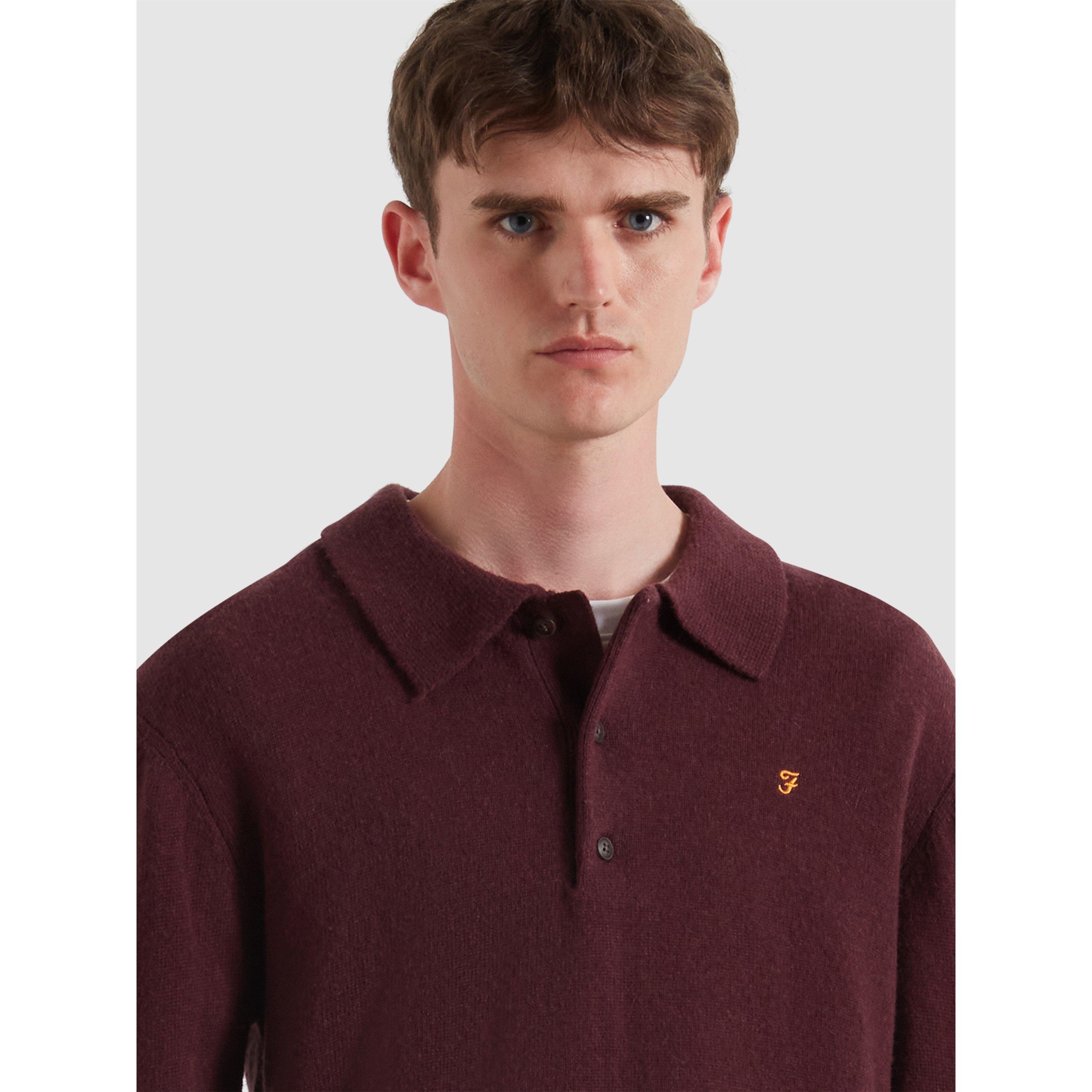 Bordeaux 507 - Farah - Men's Matson Lambswool Knit Quarter Zip Top - 4