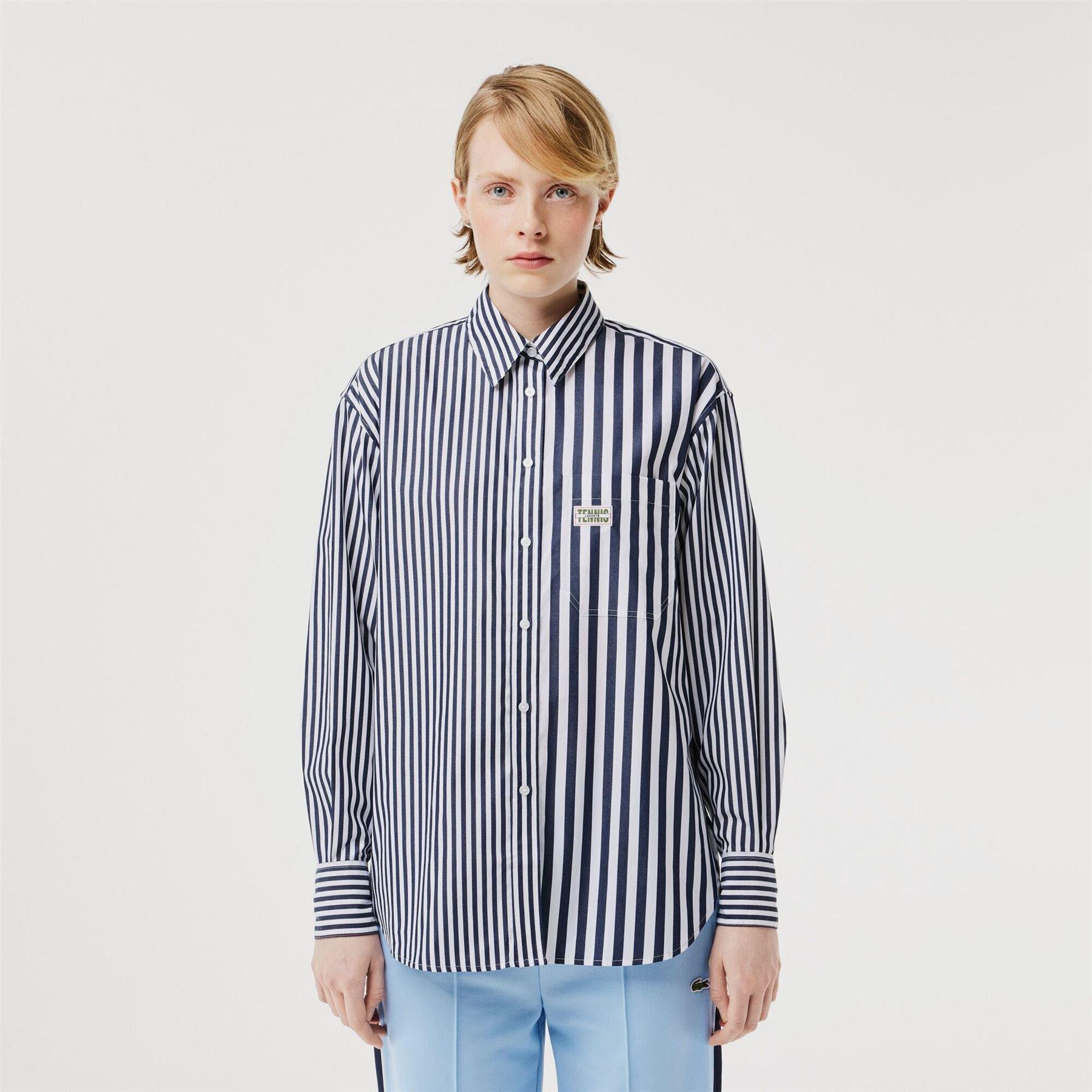 Navy - Lacoste - Lacoste X Bandier Striped Cotton Poplin Shirt - 2