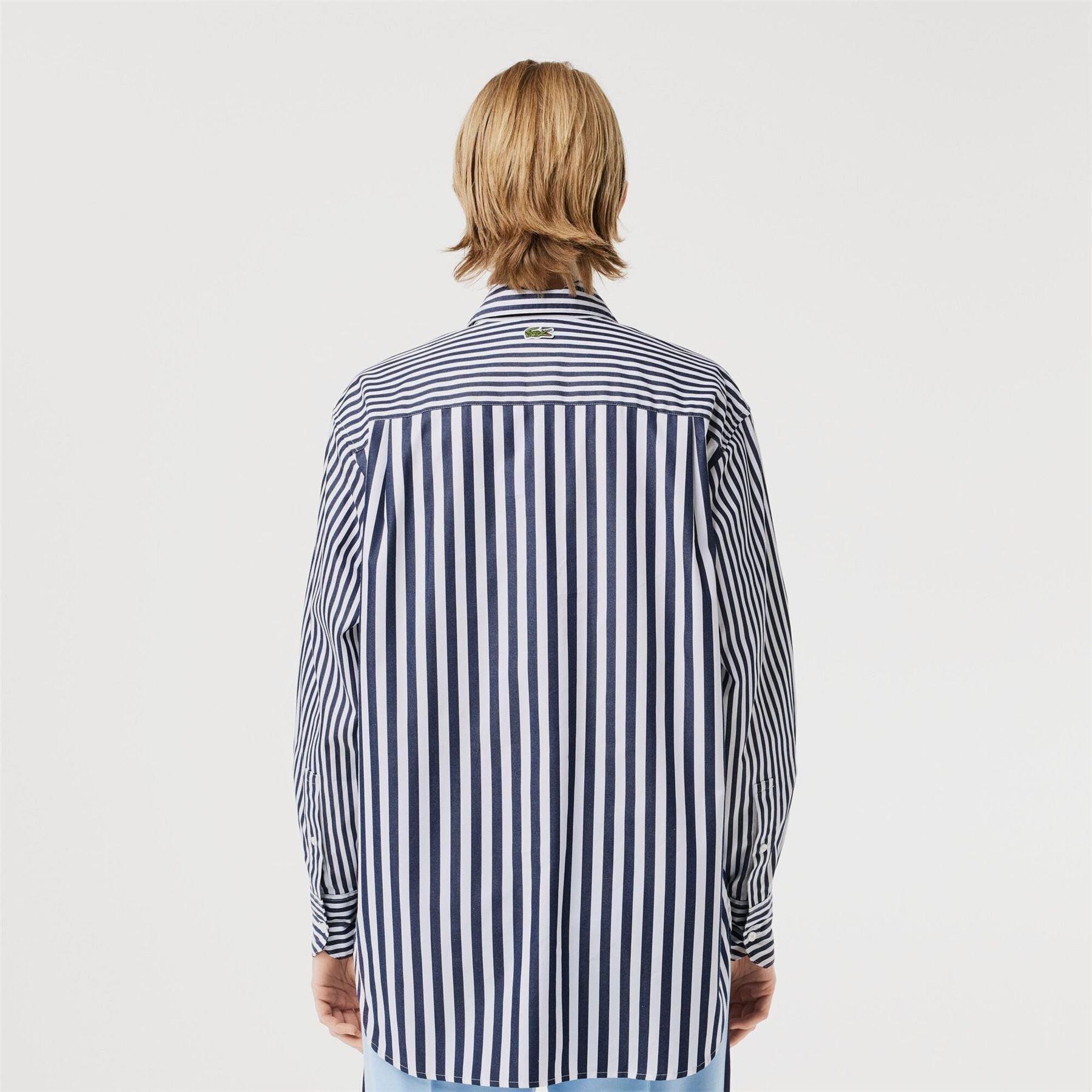 Navy - Lacoste - Lacoste X Bandier Striped Cotton Poplin Shirt - 3