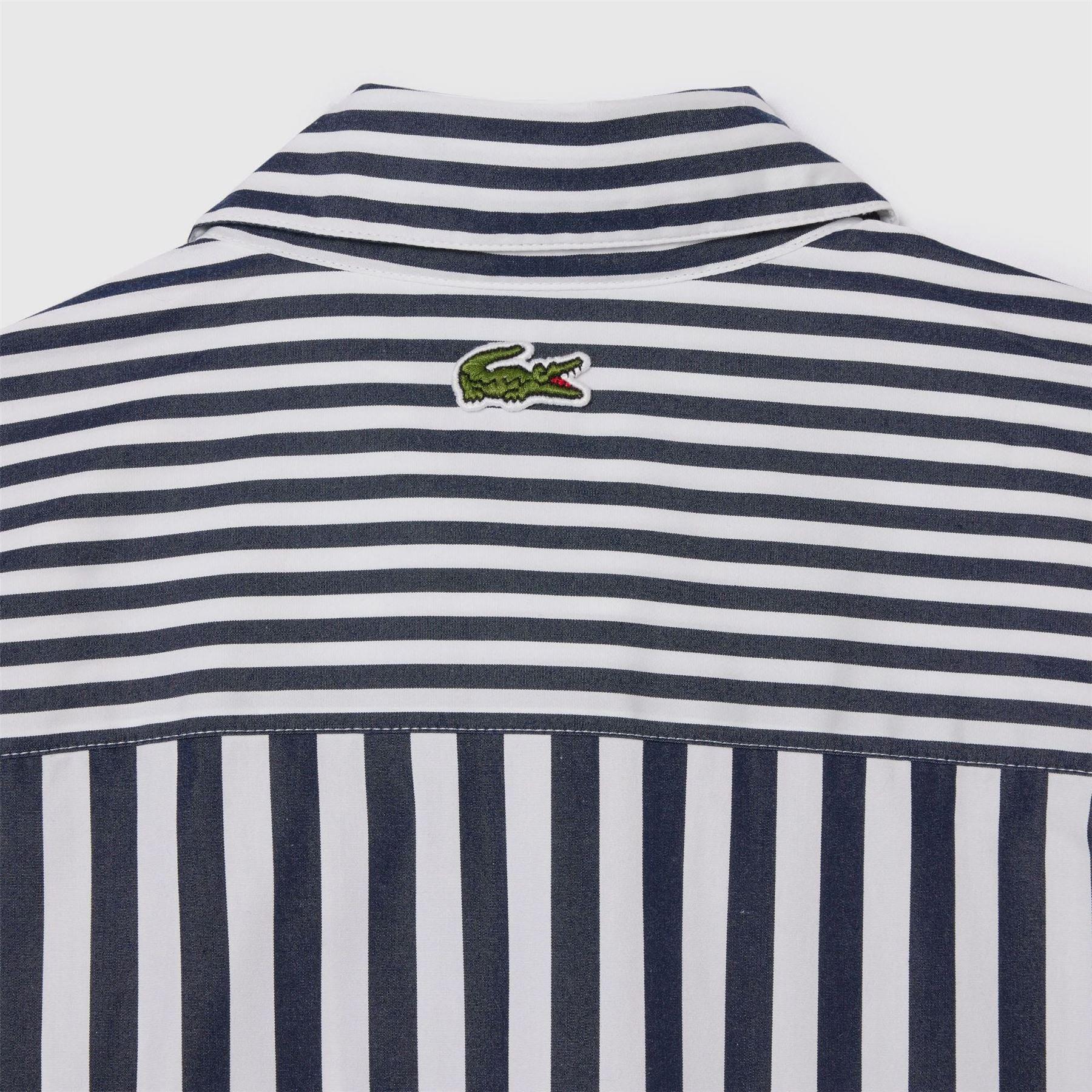 Navy - Lacoste - Lacoste X Bandier Striped Cotton Poplin Shirt - 5