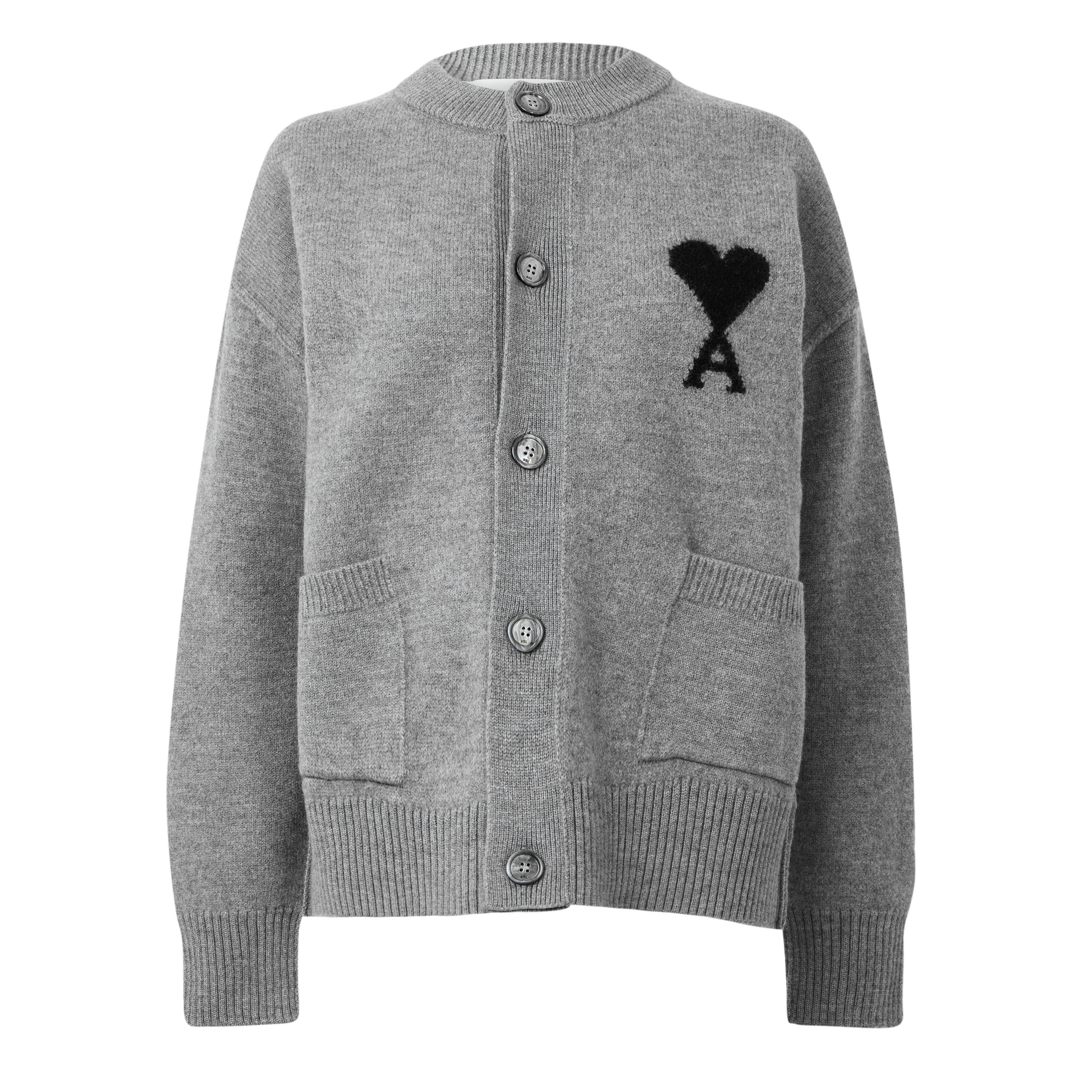 Grey/Black - Ami Paris - Ami De Coeur Cardi Ld64 - 1