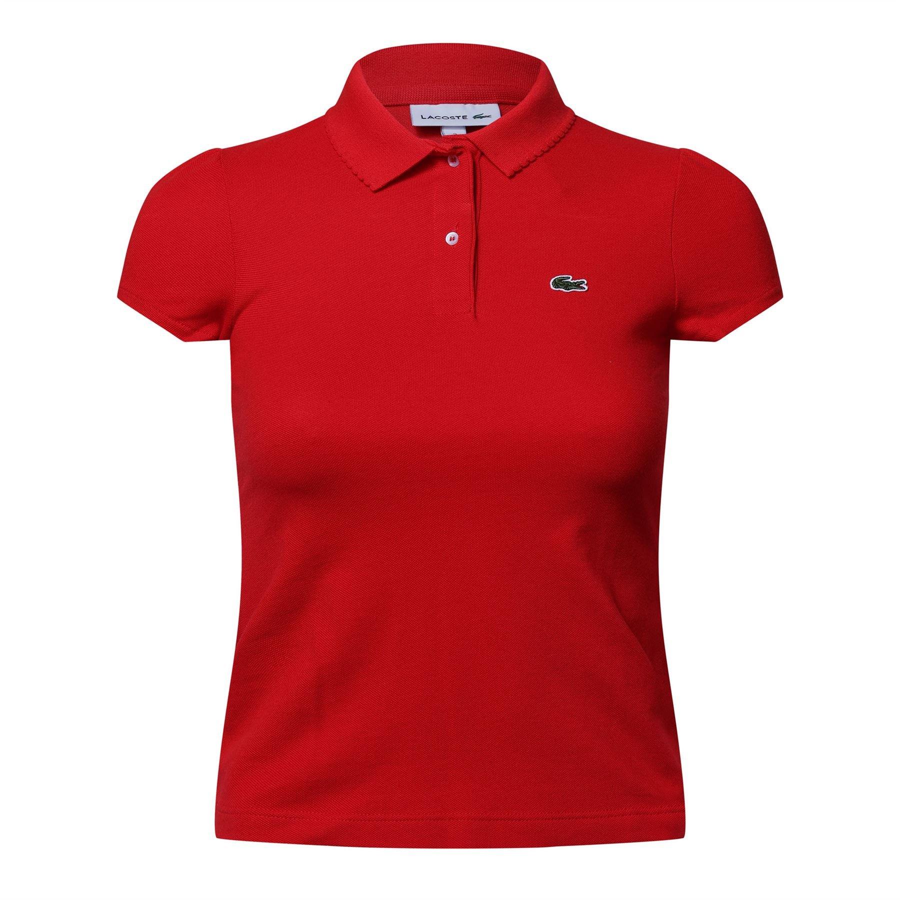 Red - Lacoste - Scalloped Collar Mini Polo Shirt - 1