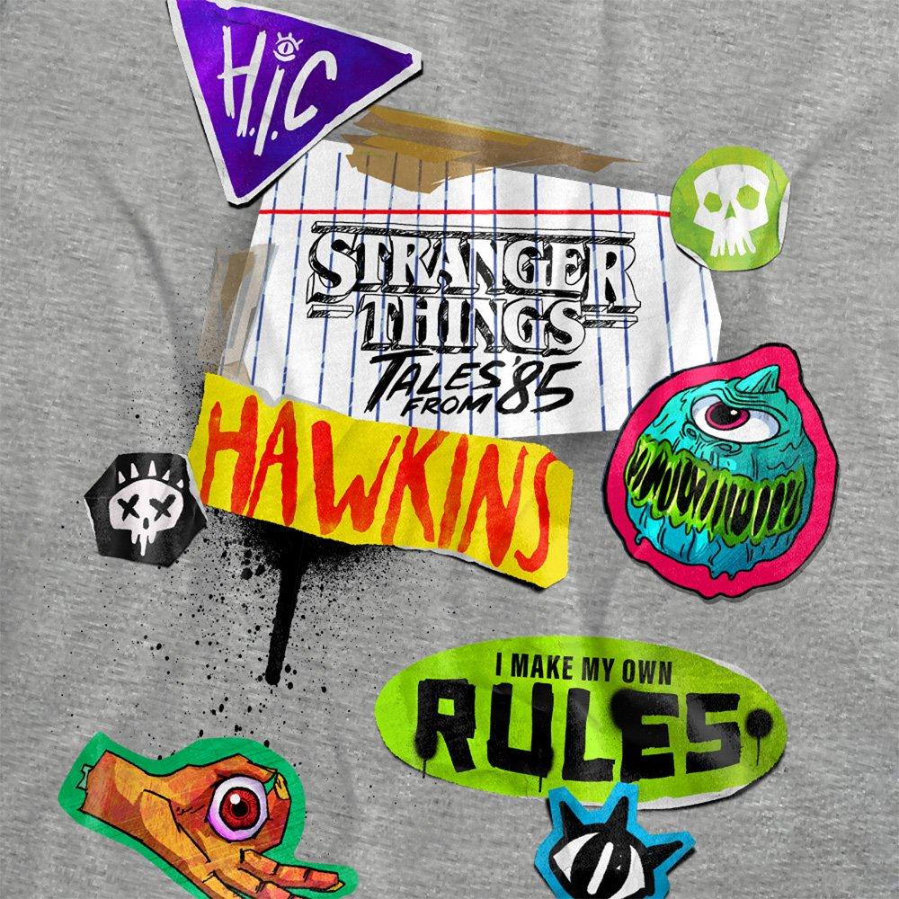 Light Grey - Stranger Things - Stranger Things Tales From 85 Scrapbook Icons T-Sh - 2