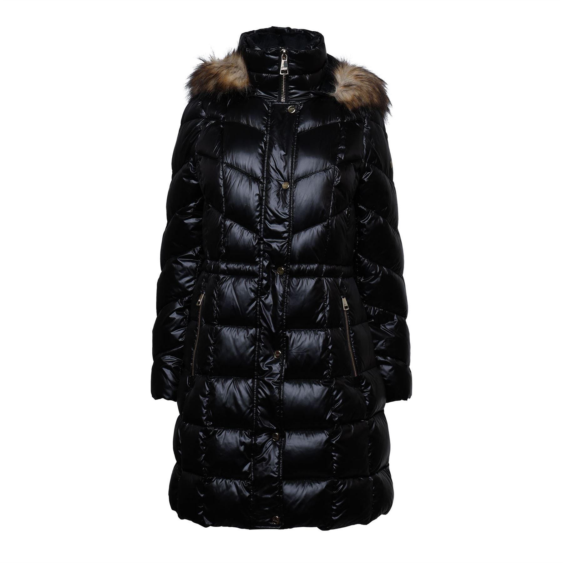 Black - DKNY - Zip Front Waisted Down Jacket - 1