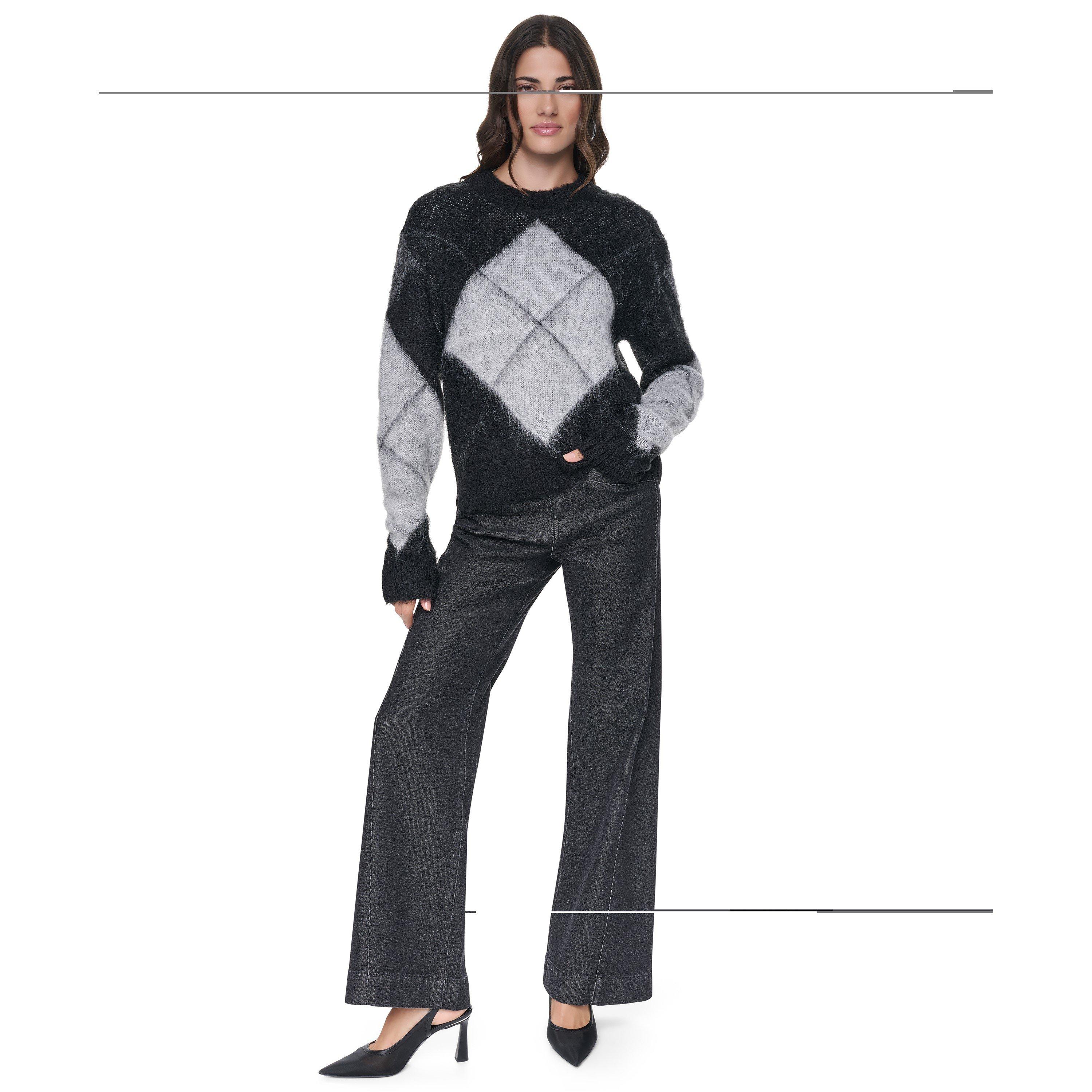 Black/Ivory - DKNY - DKNY Argyle Knit Ld64 - 6