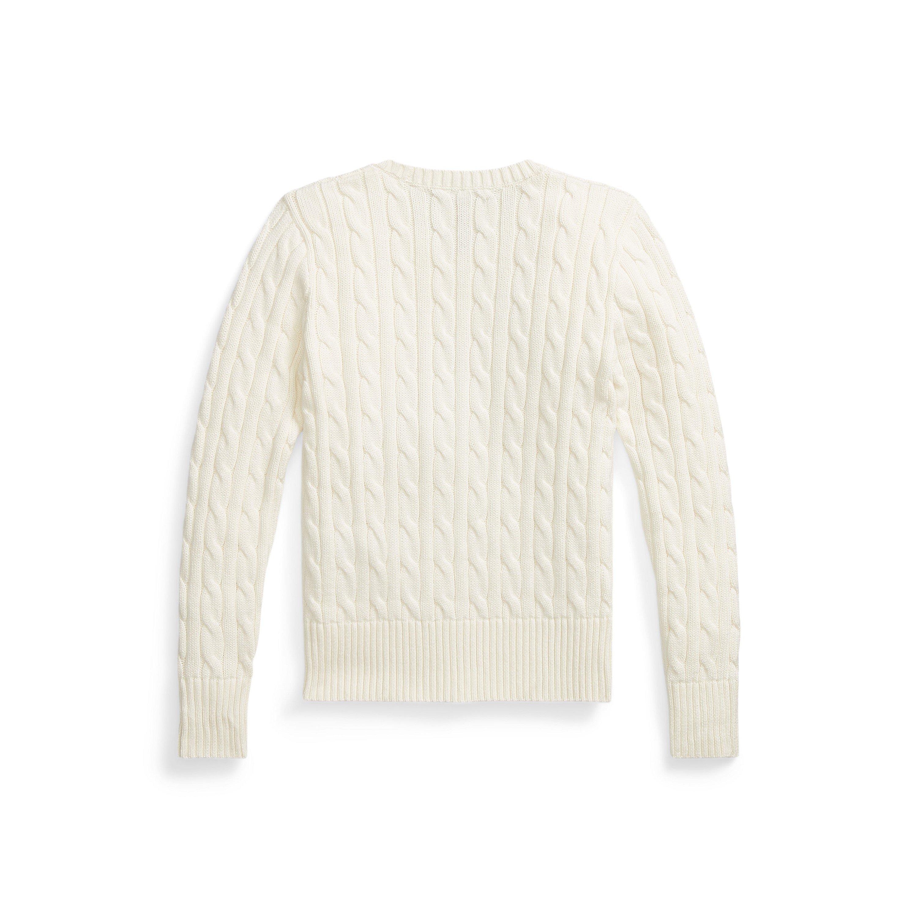 White/Pink - Polo Ralph Lauren - Kids' Cable Knit Crew Jumper - 2
