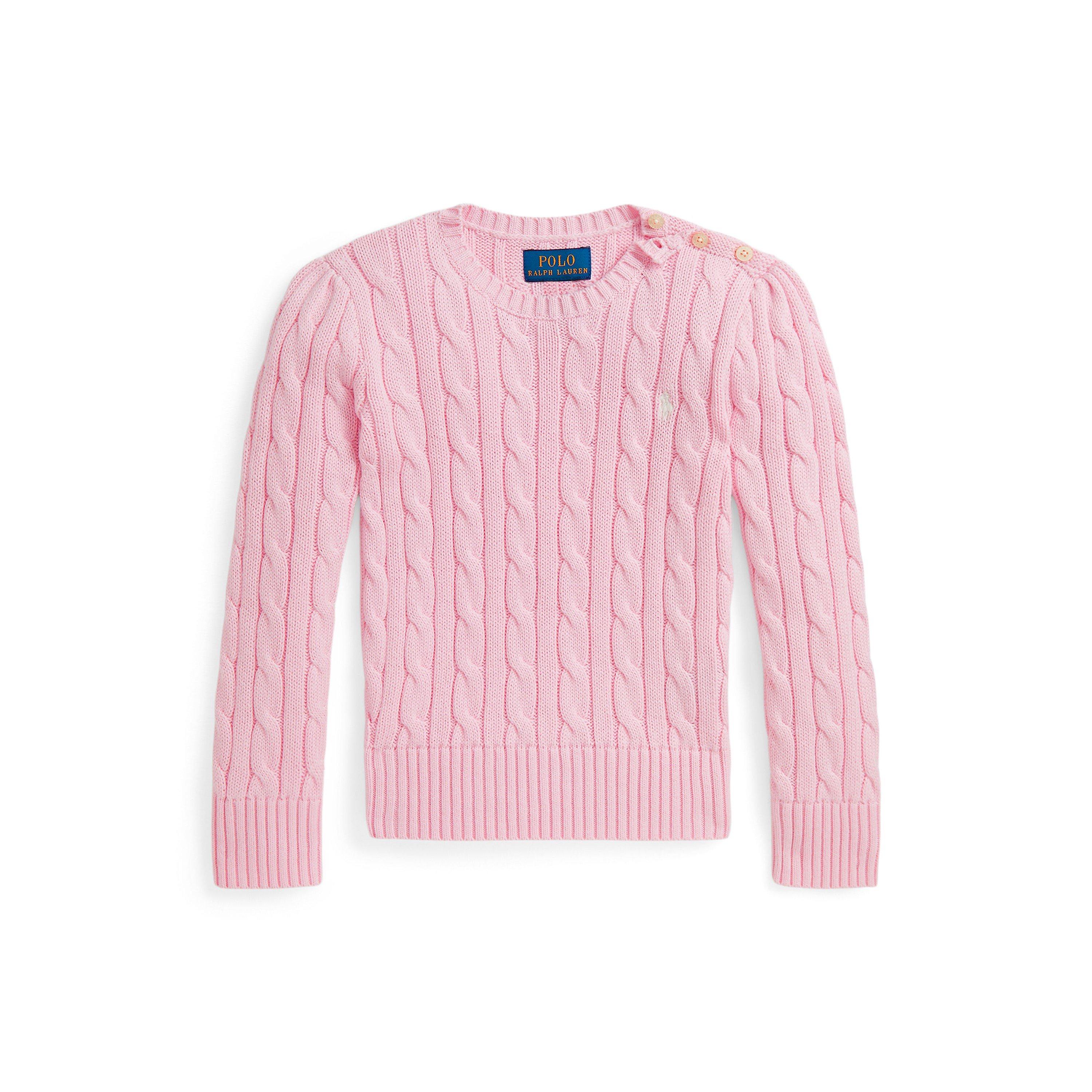 Polo Ralph Lauren Kids' Cable Knit Crew Jumper - Hint of Pink - Size 10-12Y/L
