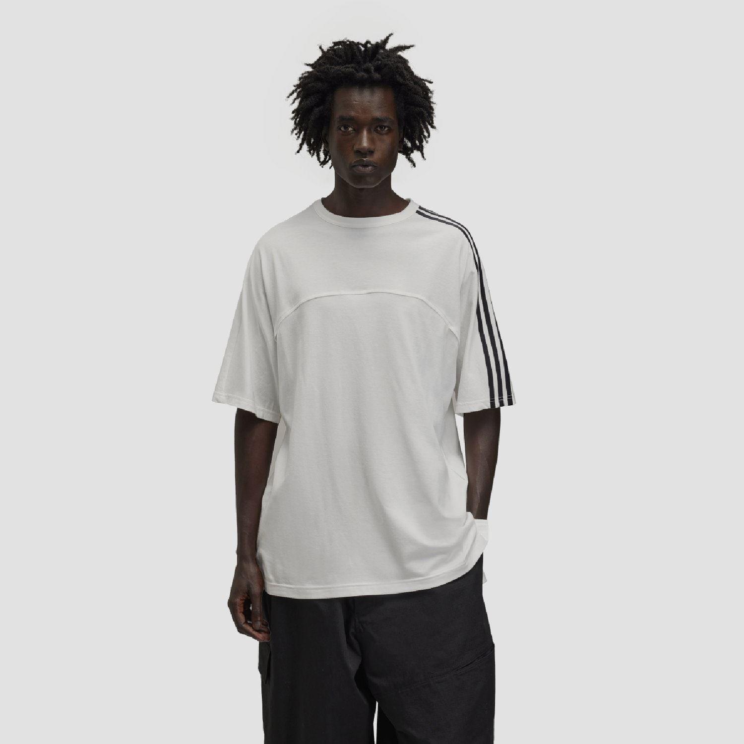 White - Y3 - 3-Stripes Short Sleeve T-Shirt - 2