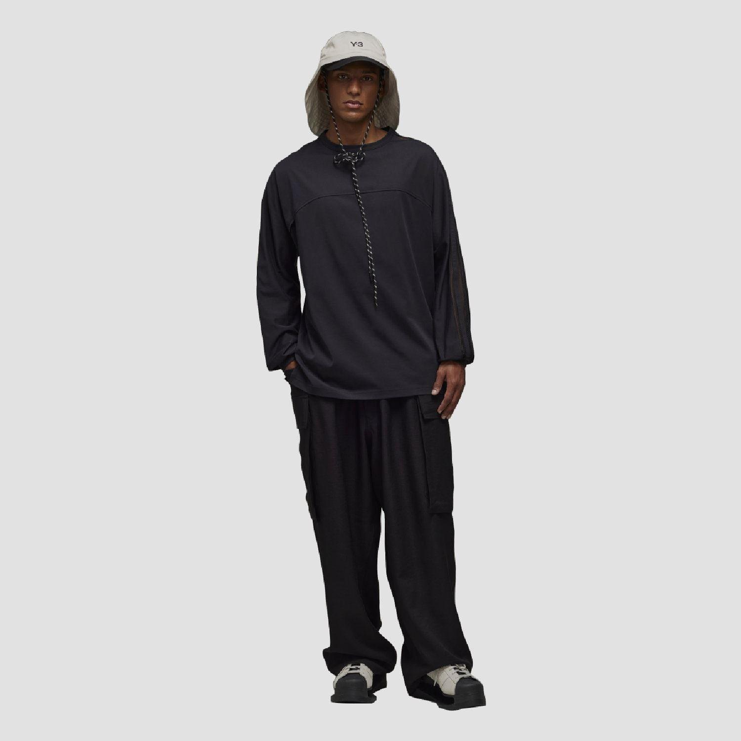 Black - Y3 - Mesh Stripes Long Sleeve T-Shirt - 5