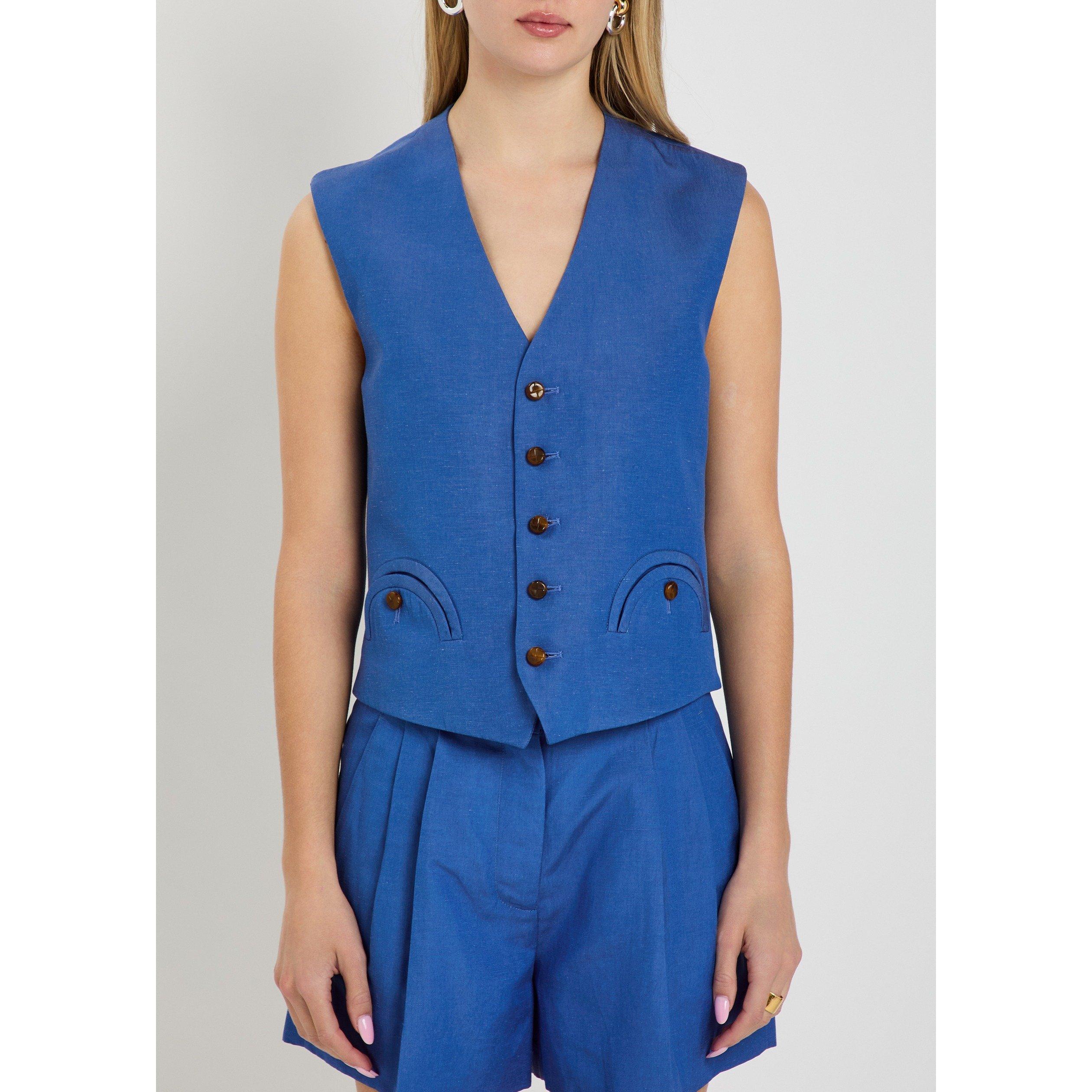 BLUE - Blaze Milano - Women's Feral Silk Slim-Fit Gilet - 2