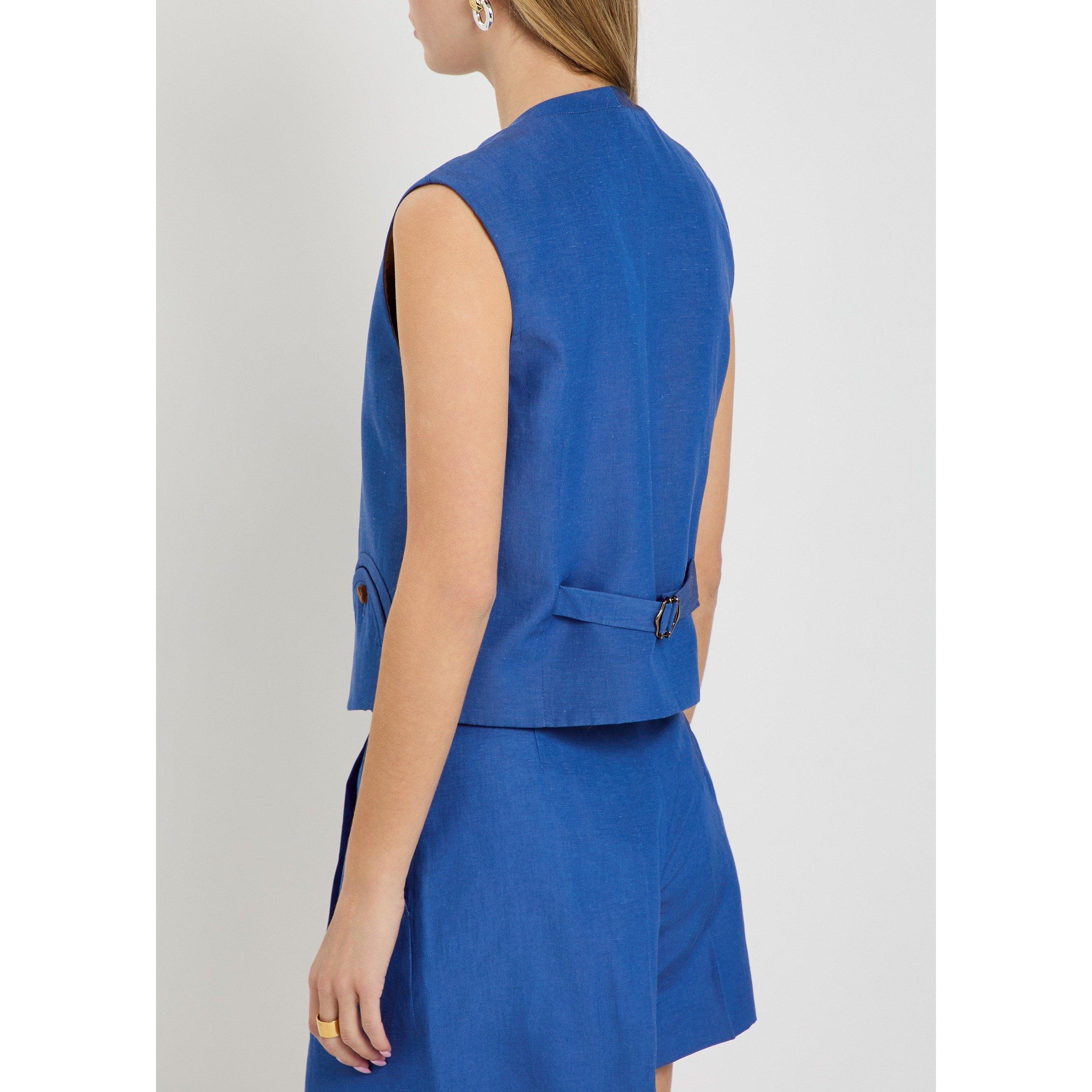 BLUE - Blaze Milano - Women's Feral Silk Slim-Fit Gilet - 3