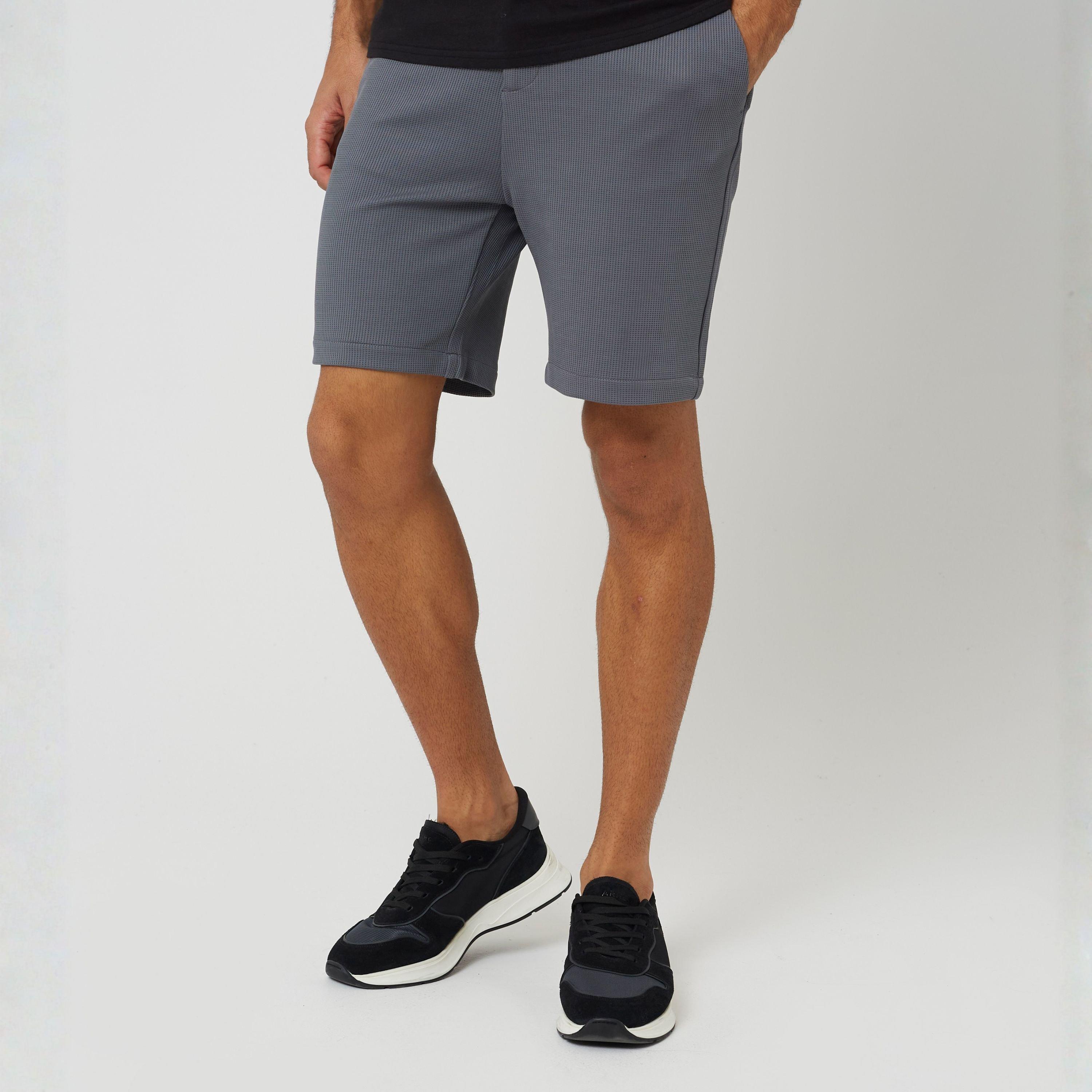 Gris foncé - Brave Soul - Men's Waffle Woven Tracksuit Shorts - 1