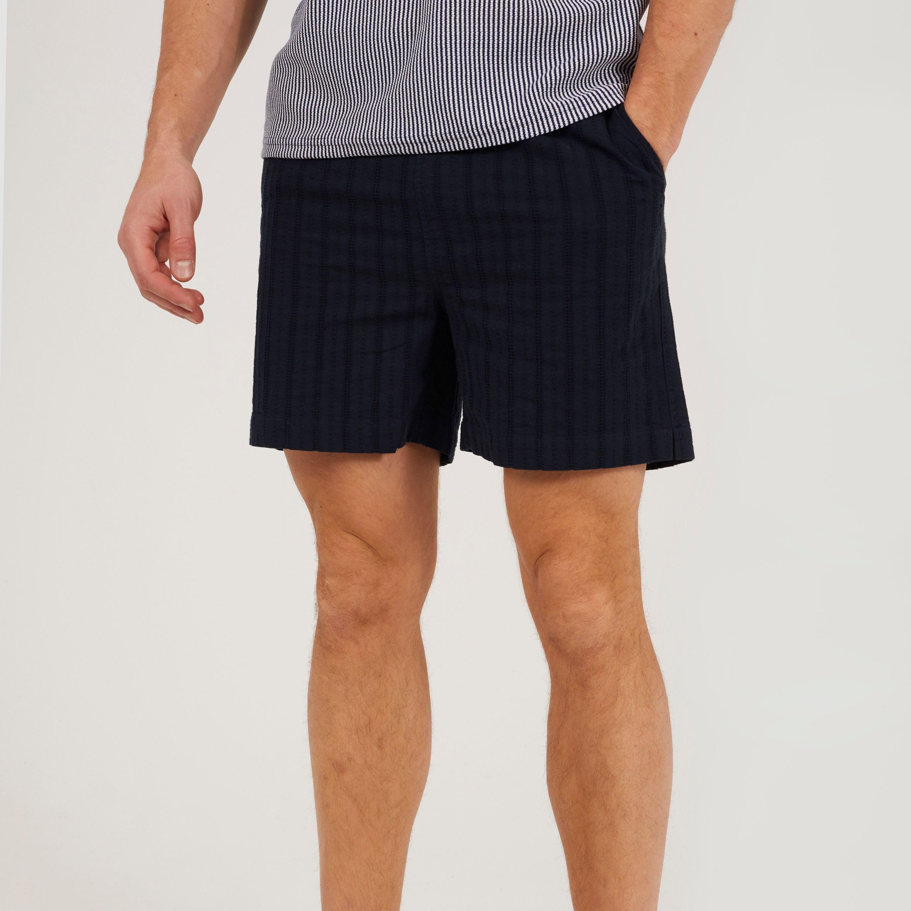 Blu navy - Brave Soul - Men's Elasticated Woven Tracksuit Shorts - 1