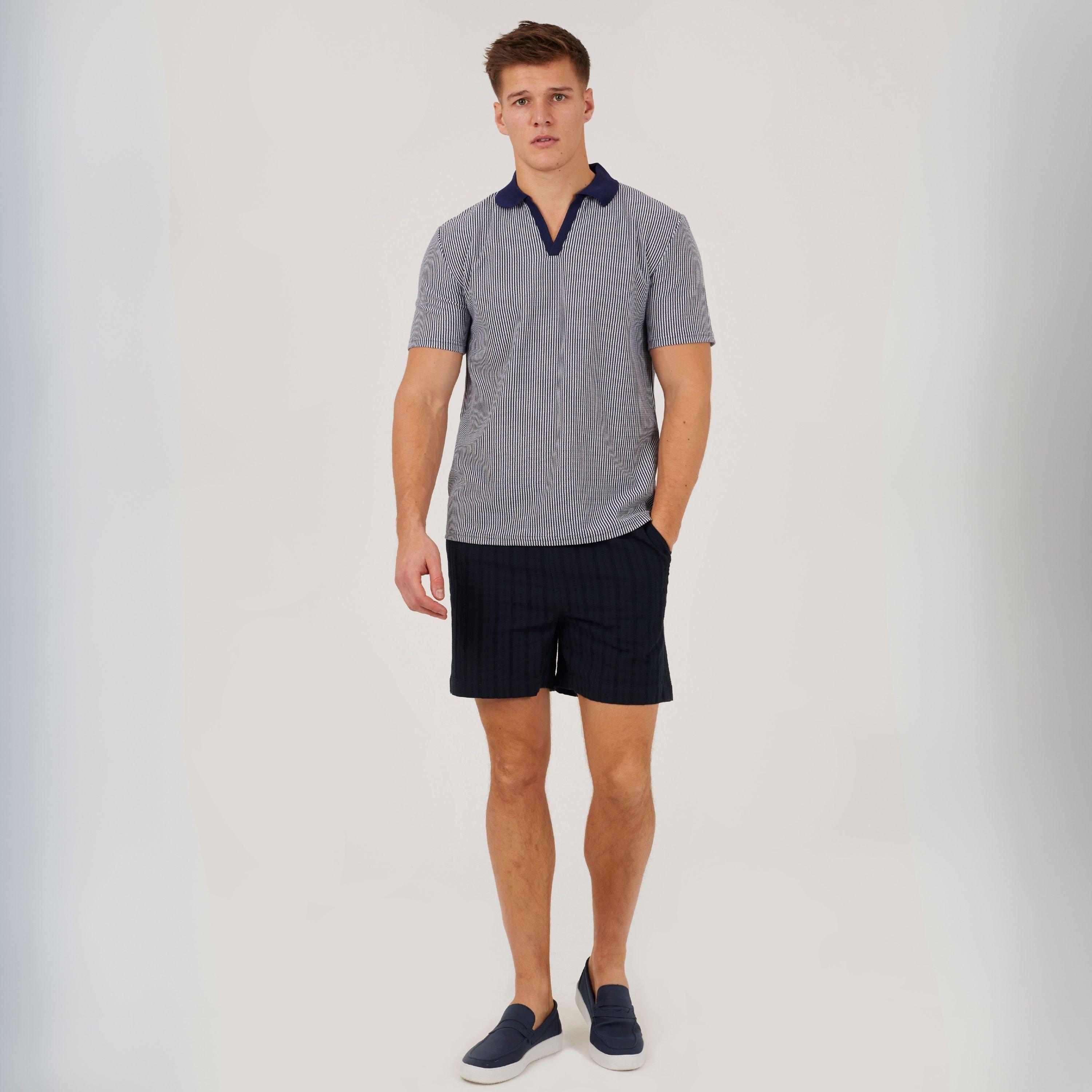 Blu navy - Brave Soul - Men's Elasticated Woven Tracksuit Shorts - 4