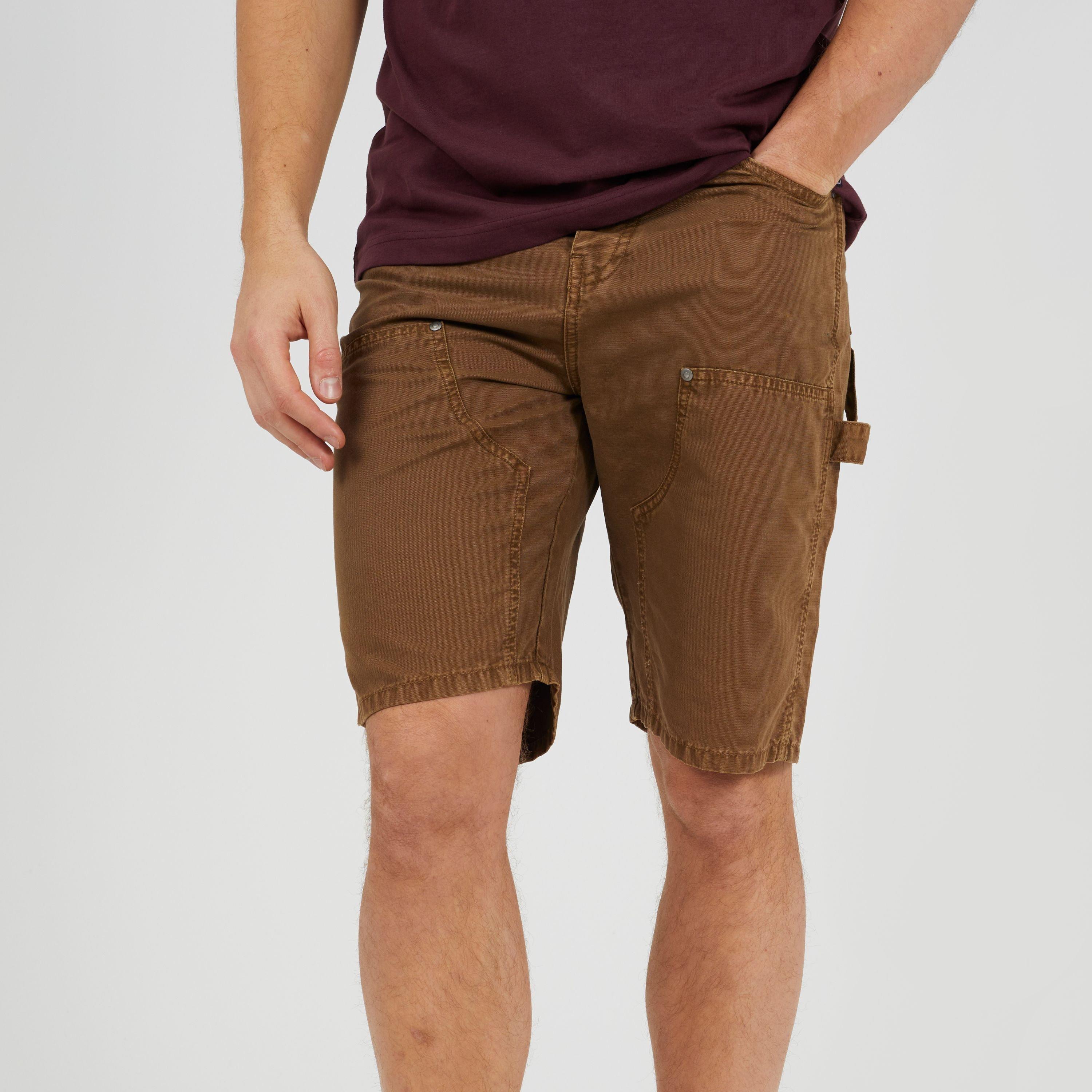 Marron - Brave Soul - Men's Loose Fit Carpenter Woven Tracksuit Shorts - 1