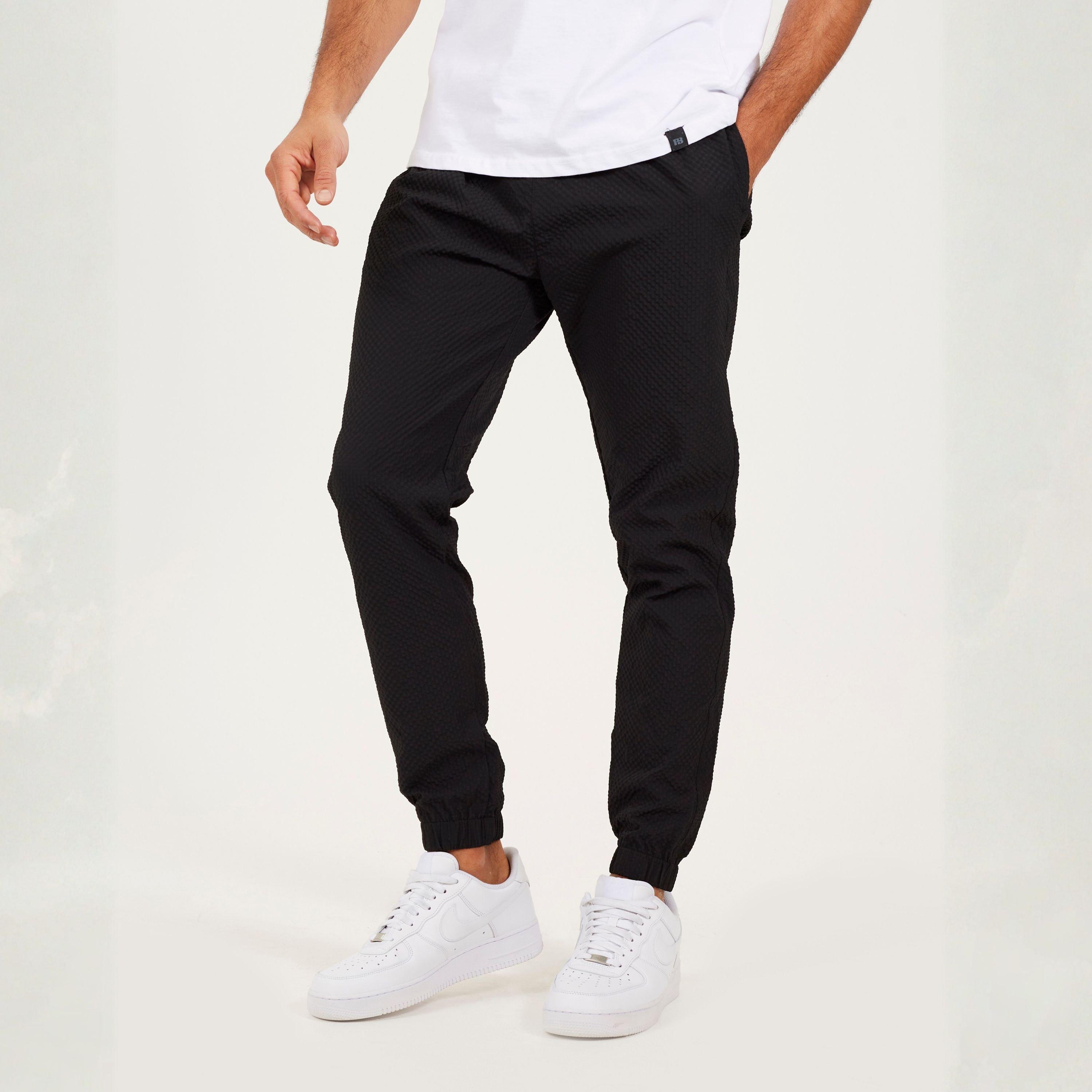 Black - Brave Soul - Men's Seersucker Cuffed Trousers - 1