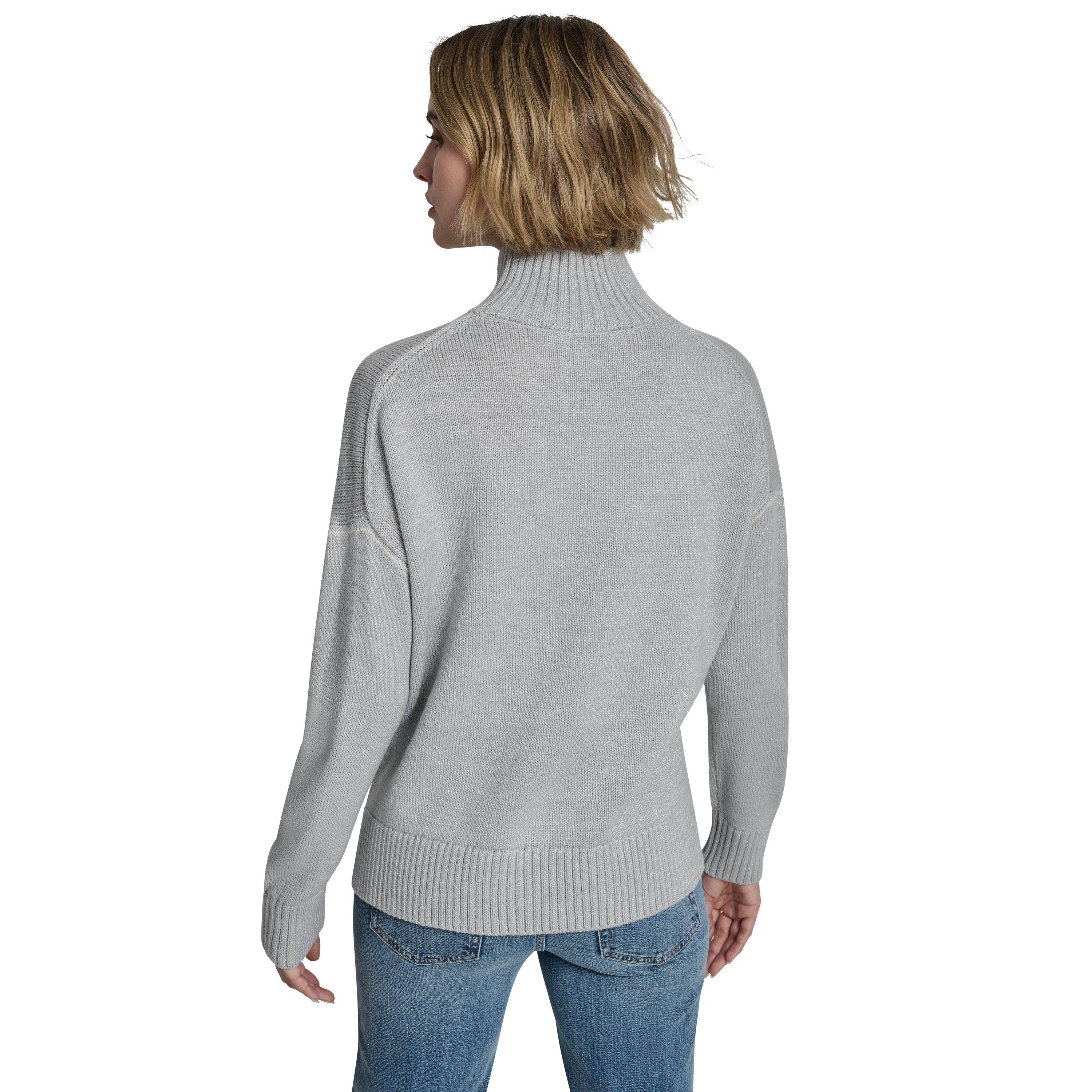 Grey/Eggnog - DKNY - DKNY Lurex Logo Knit Sweater - 2