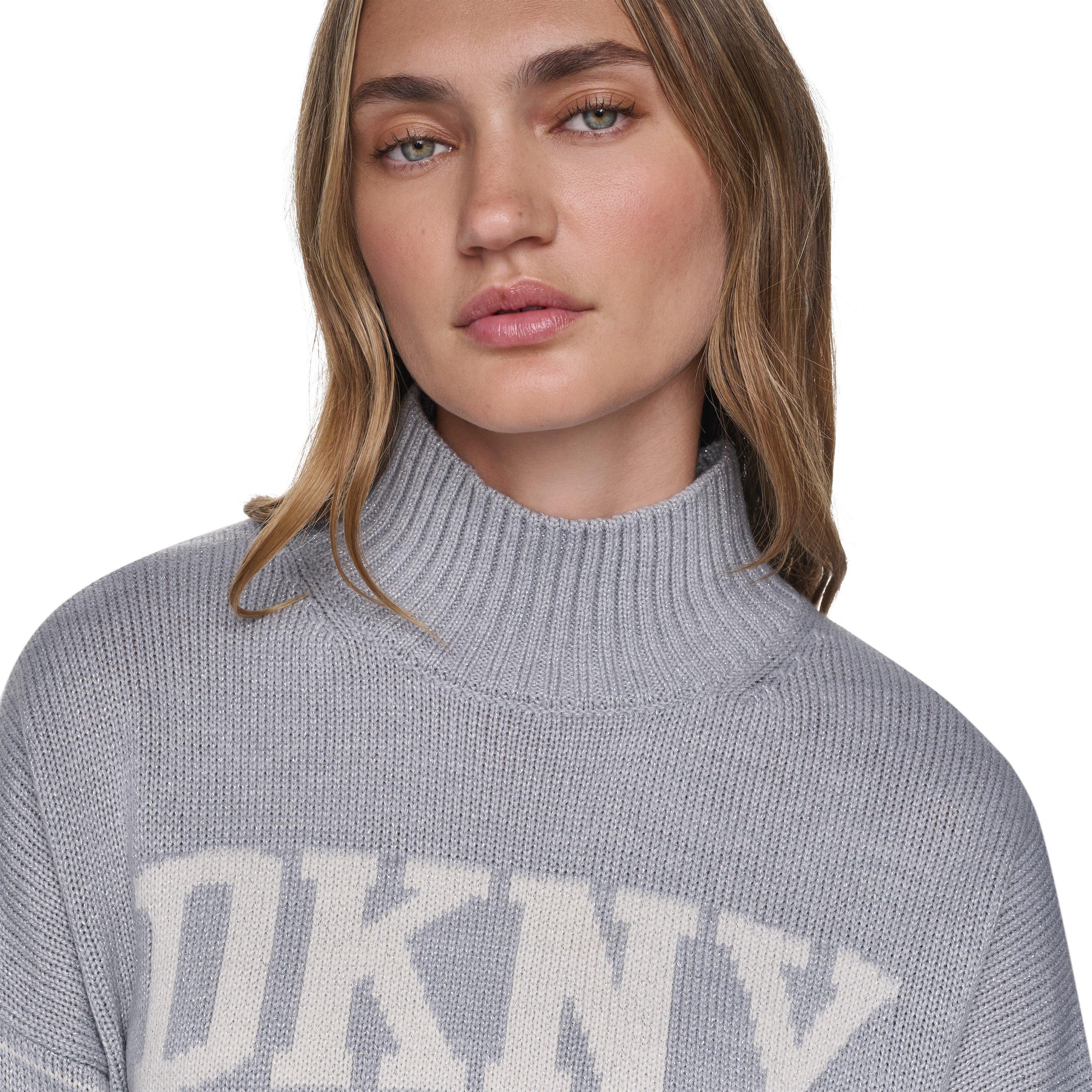 Grey/Eggnog - DKNY - DKNY Lurex Logo Knit Sweater - 3