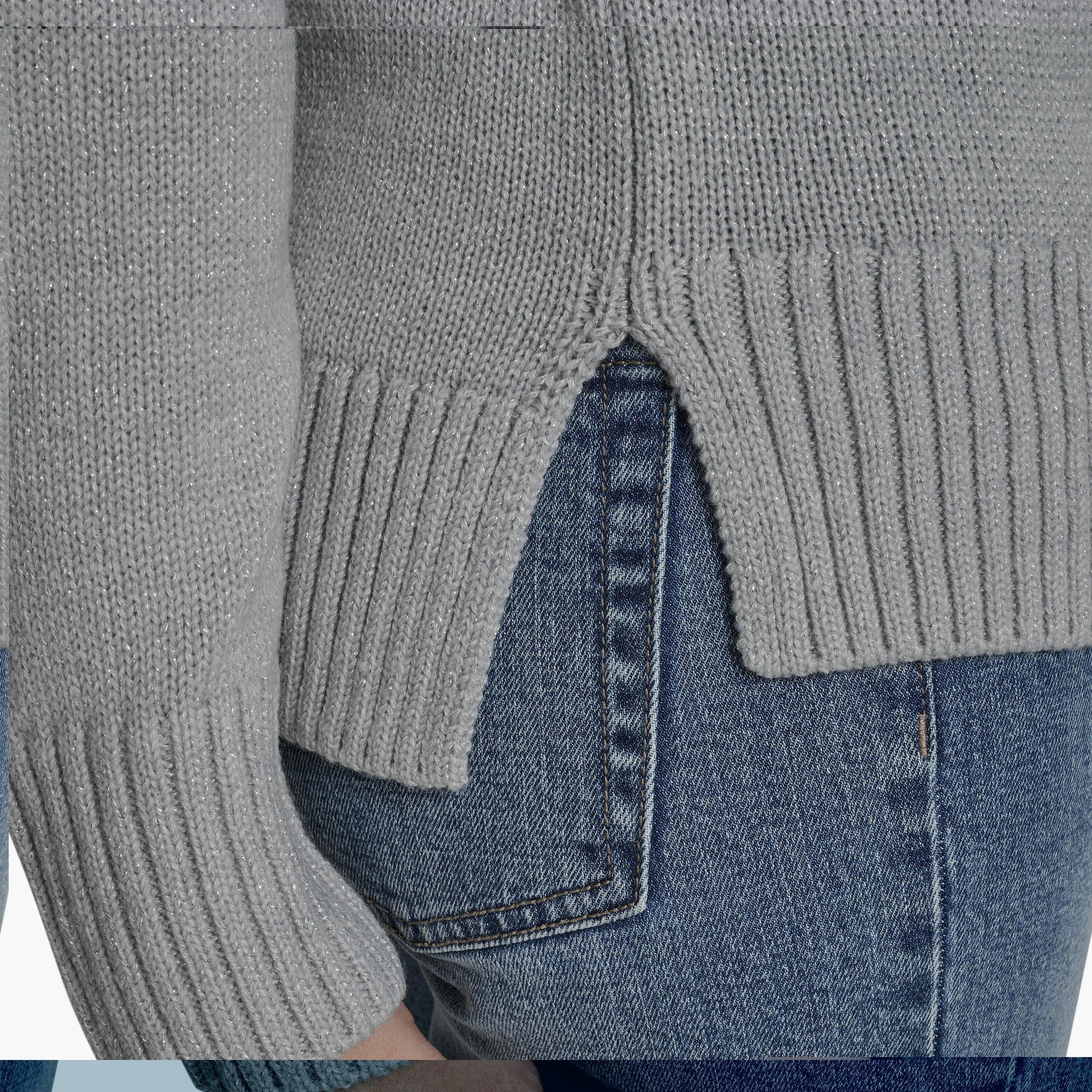 Grey/Eggnog - DKNY - DKNY Lurex Logo Knit Sweater - 5