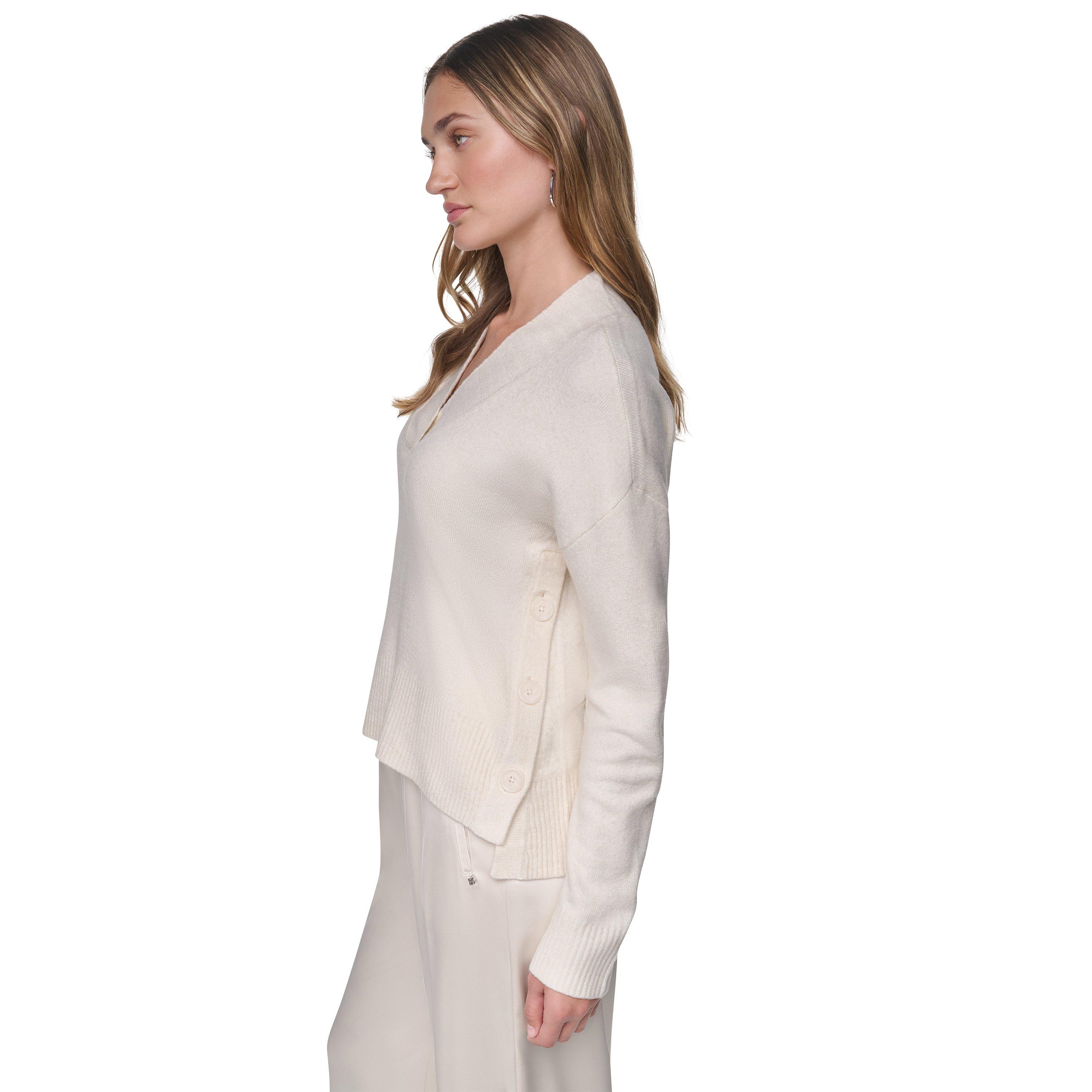 Eggnog - DKNY - DKNY V-Neck Split Sweater - 4