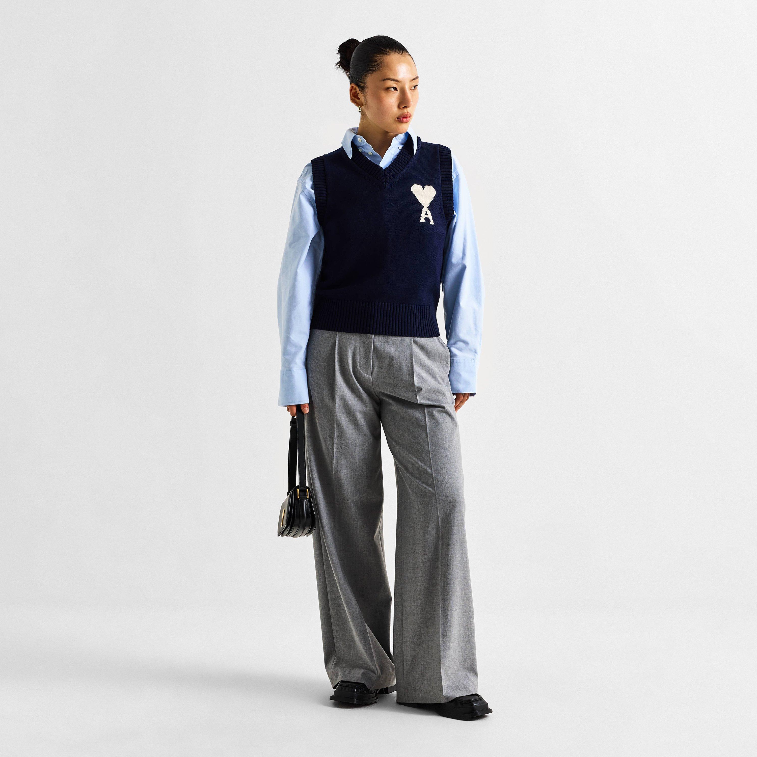 ENCRE/ECRU - Ami Paris - Women's Sweater Vest V-Neck Jumper - 5