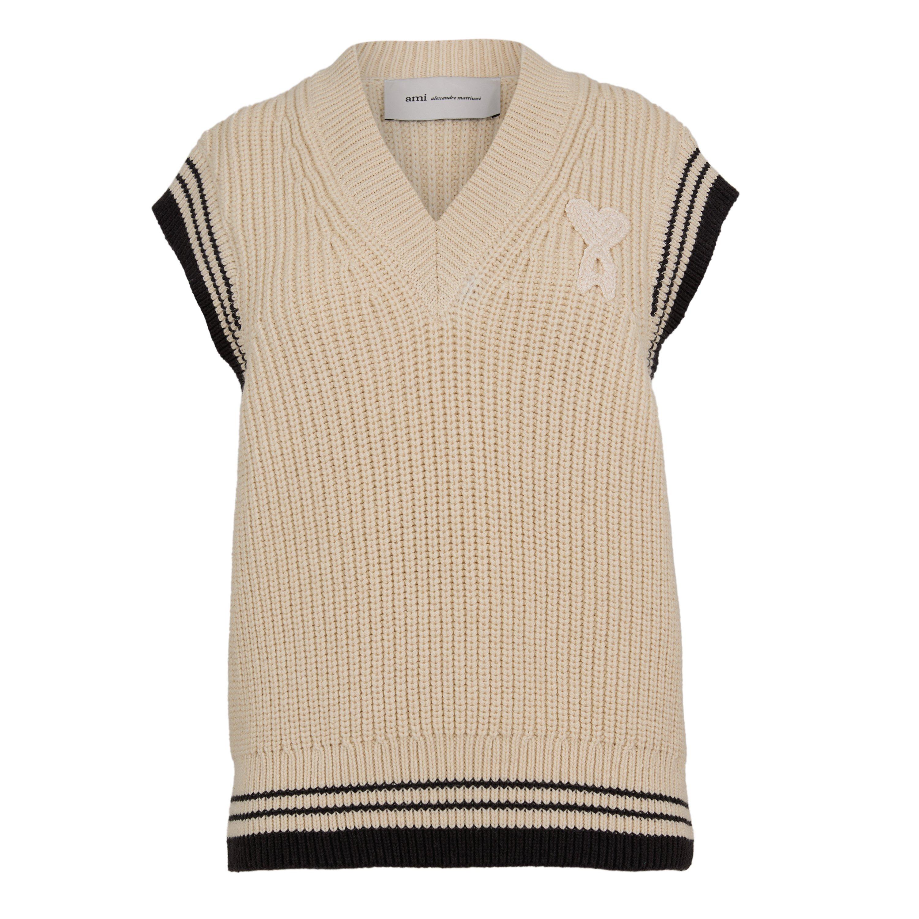 BLANC CREME - Ami Paris - Women's Knit Vest V-Neck Jumper - 1