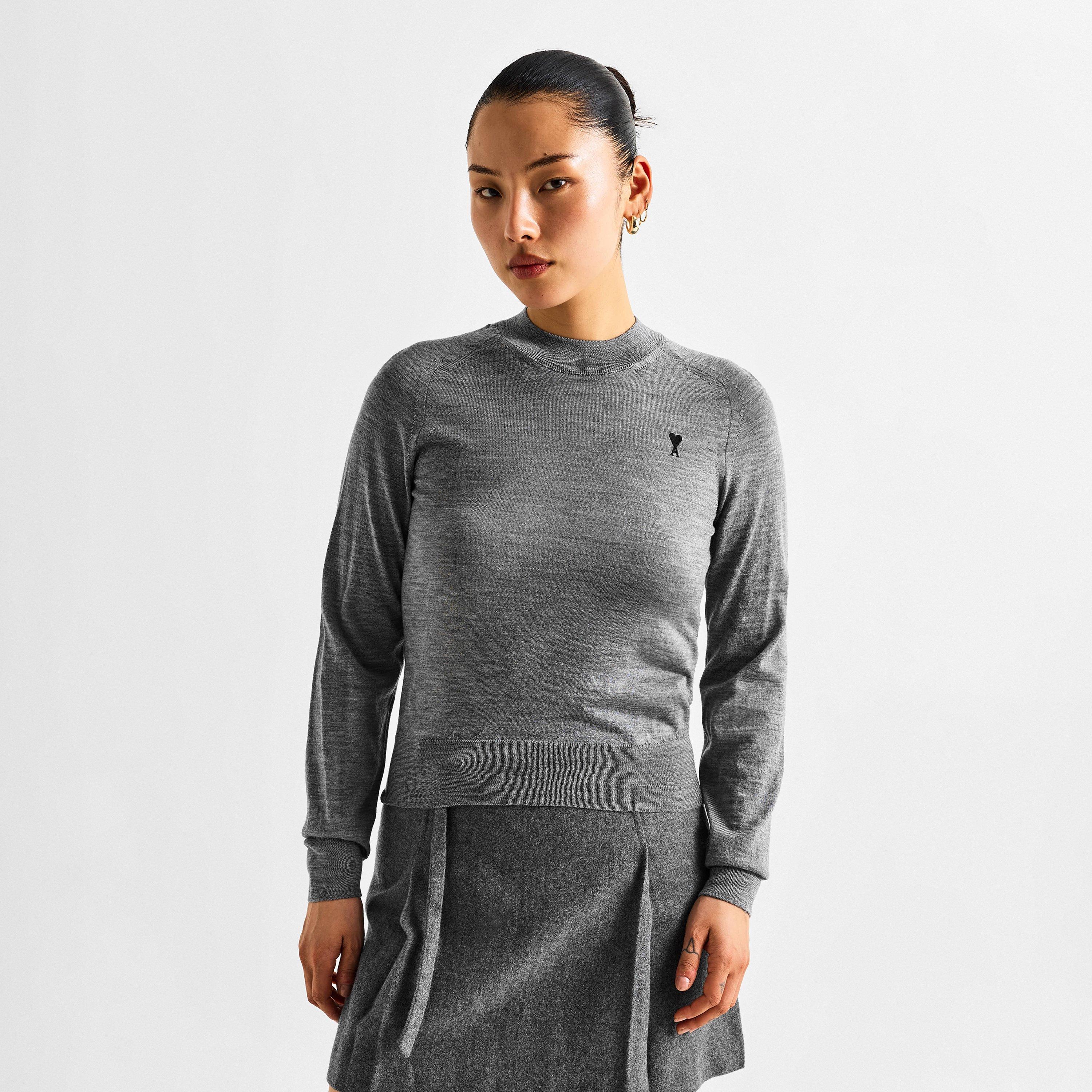 GRIS / NOIR - Ami Paris - Women's Crew Sweater Neck Jumper - 3