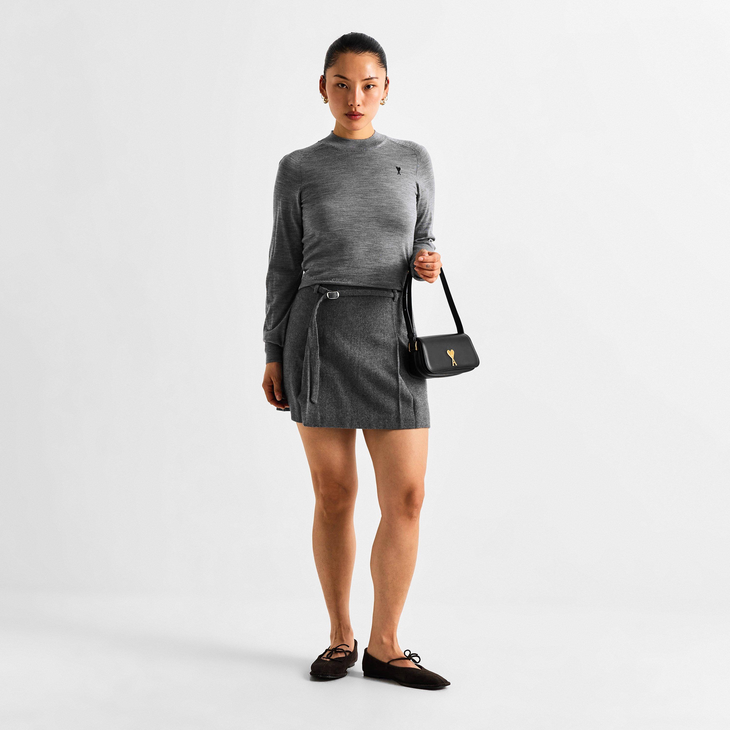 GRIS / NOIR - Ami Paris - Women's Crew Sweater Neck Jumper - 5