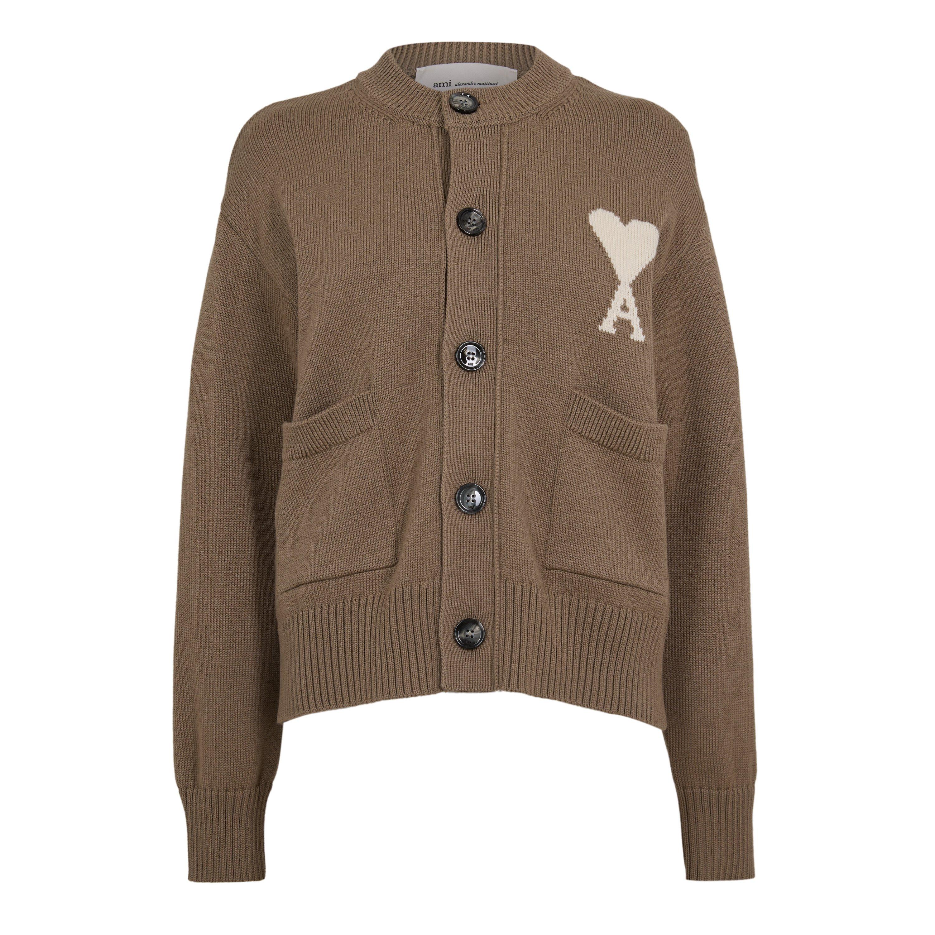 Ami Paris Women's Crew Cardigan - BEIGE/ECRU - Size 8 (XS)