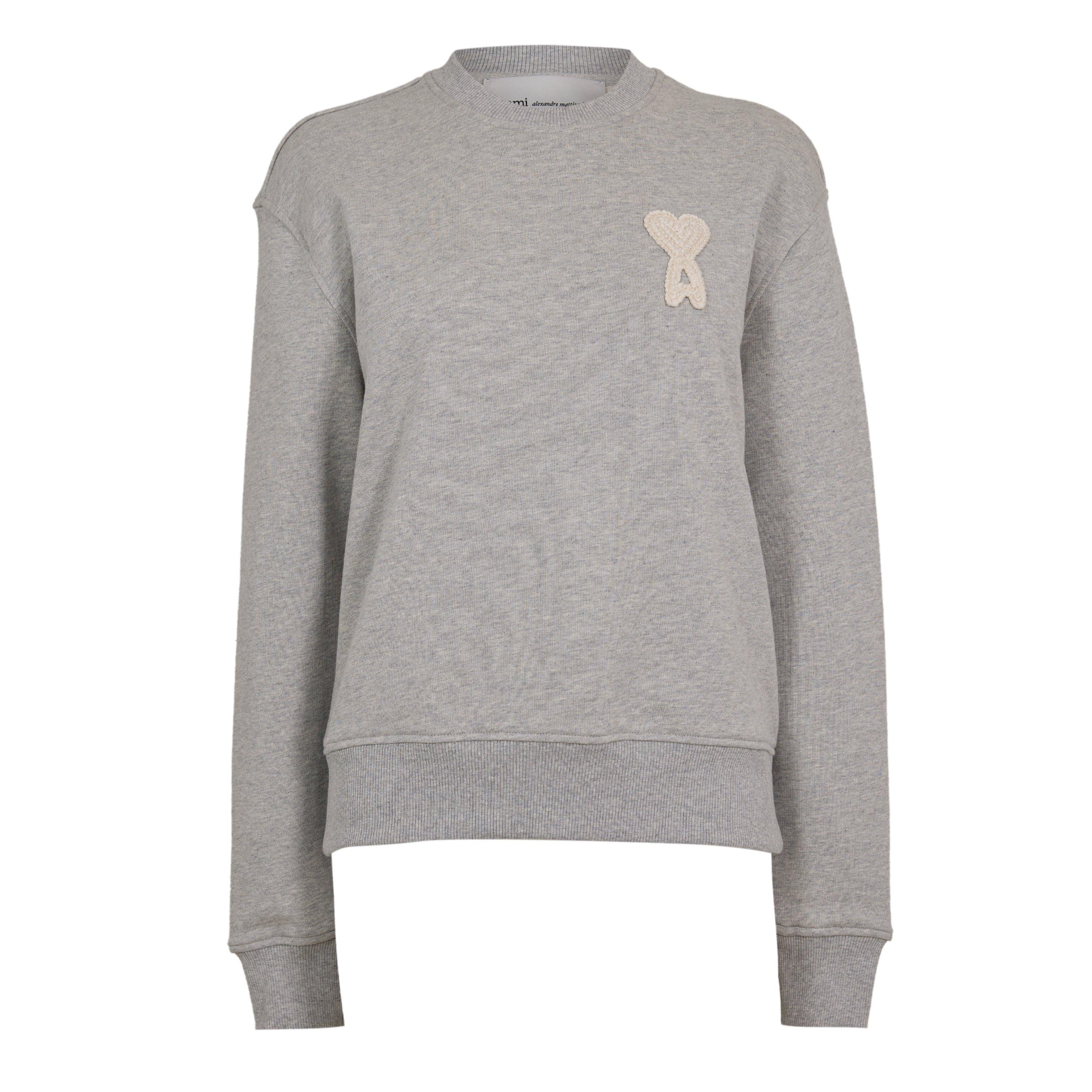 GRIS/BLANC - Ami Paris - Women's Knitted Crew Neck Jumper - 1