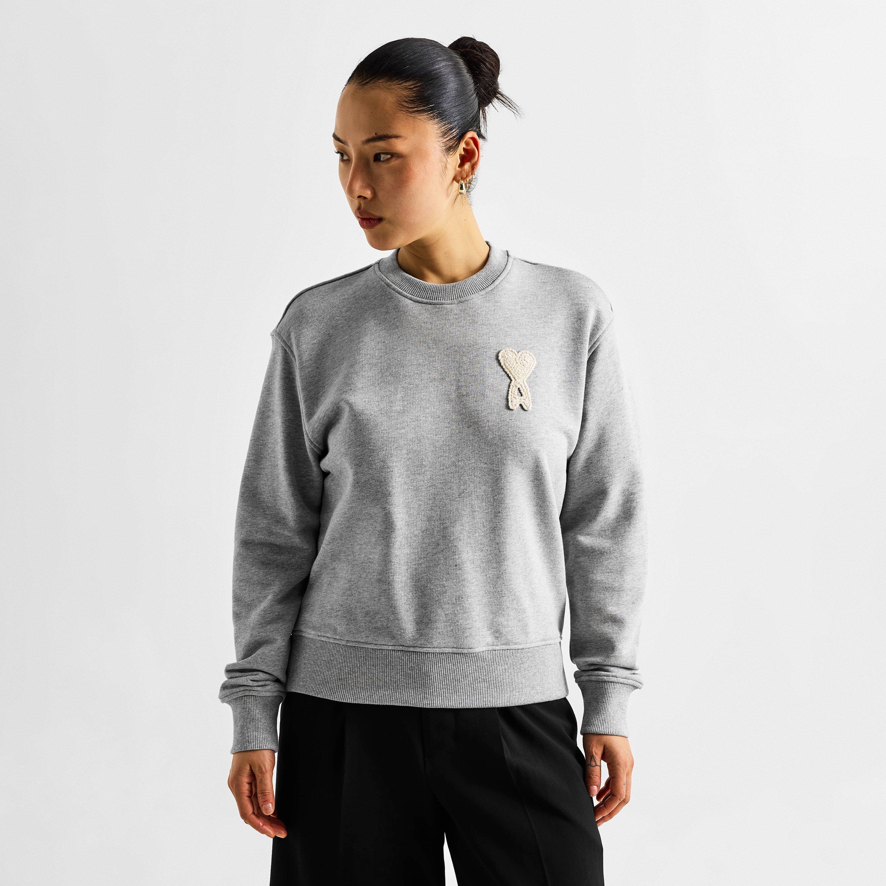 GRIS/BLANC - Ami Paris - Women's Knitted Crew Neck Jumper - 3