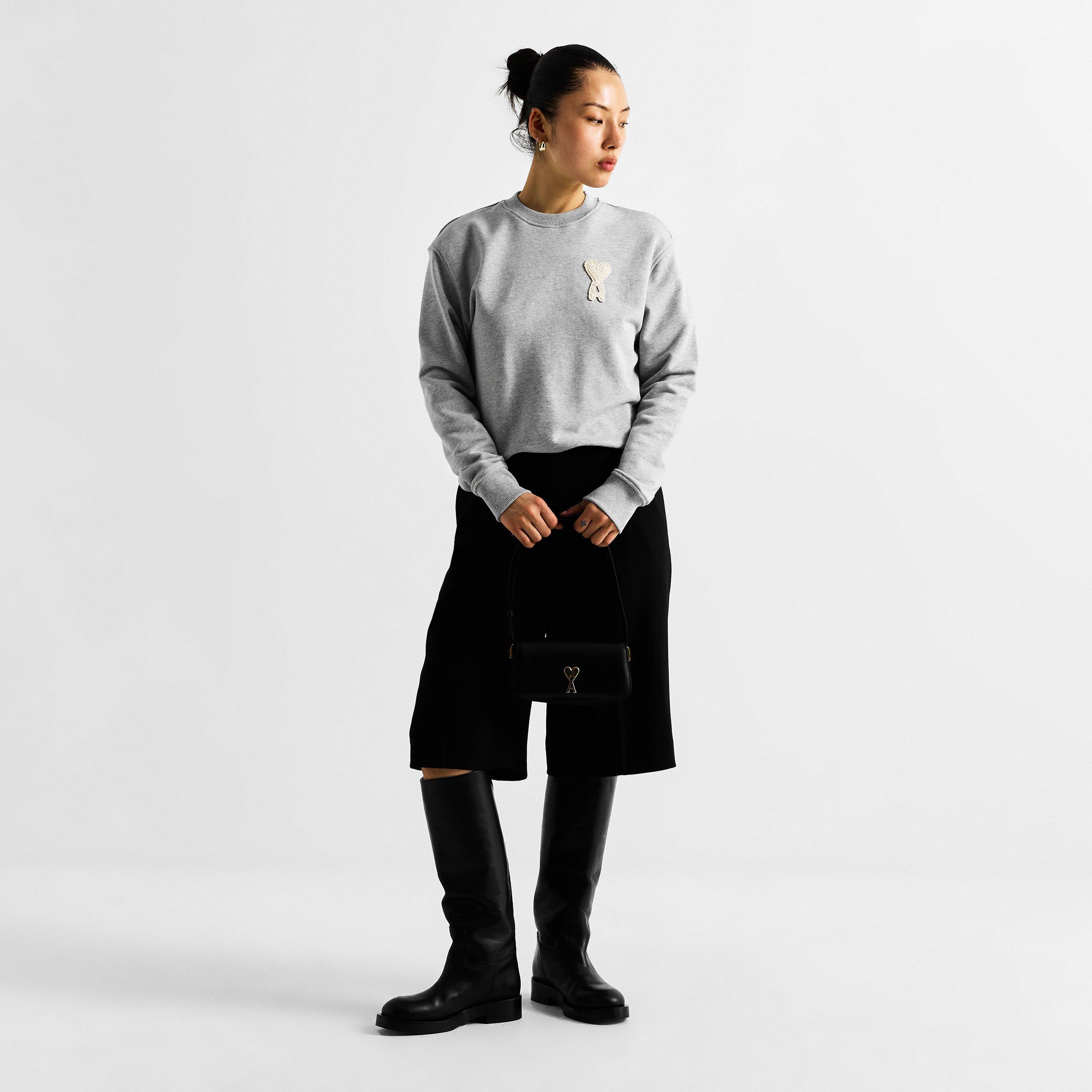 GRIS/BLANC - Ami Paris - Women's Knitted Crew Neck Jumper - 5