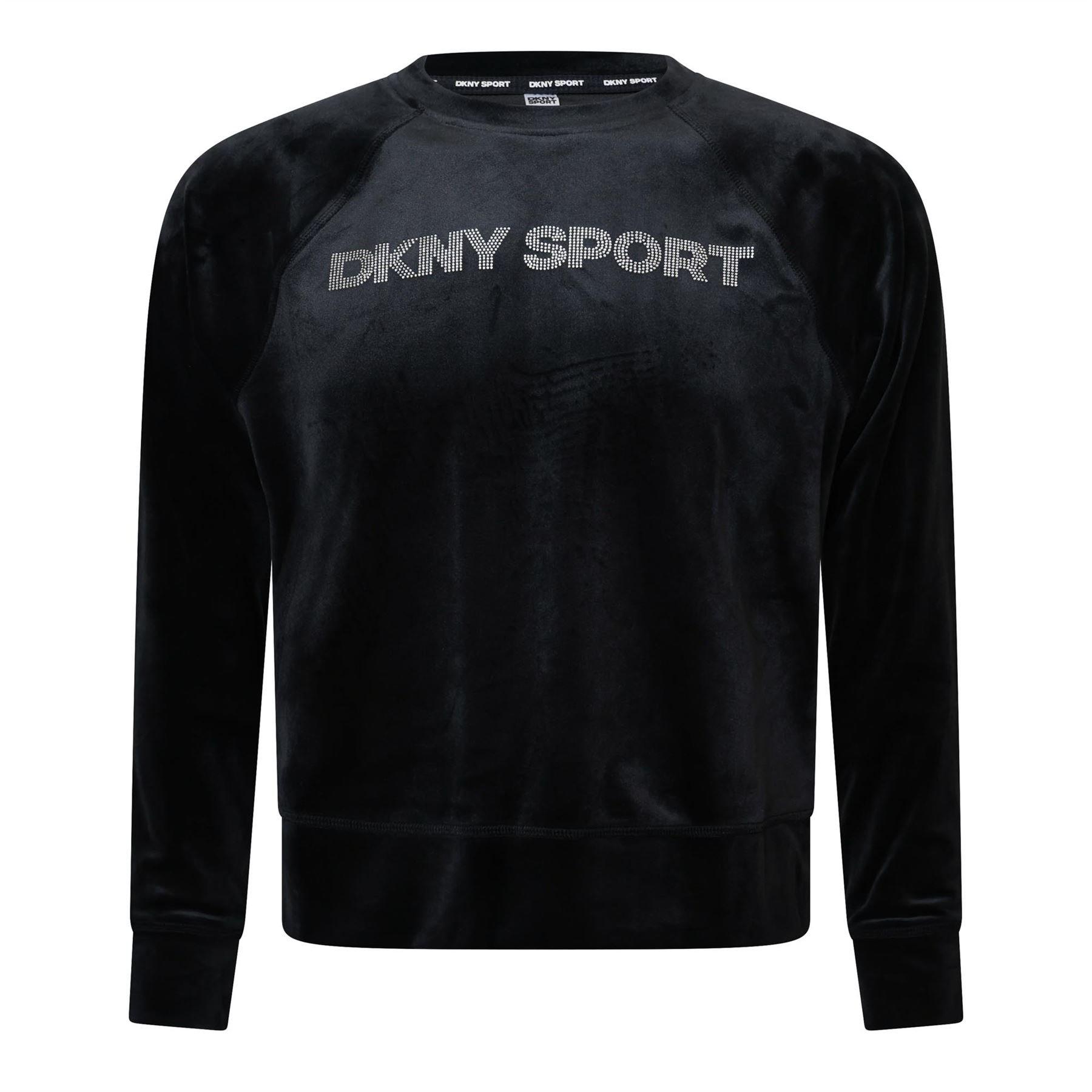 Black - DKNY - Rhinestone Logo Sweatshirt - 1