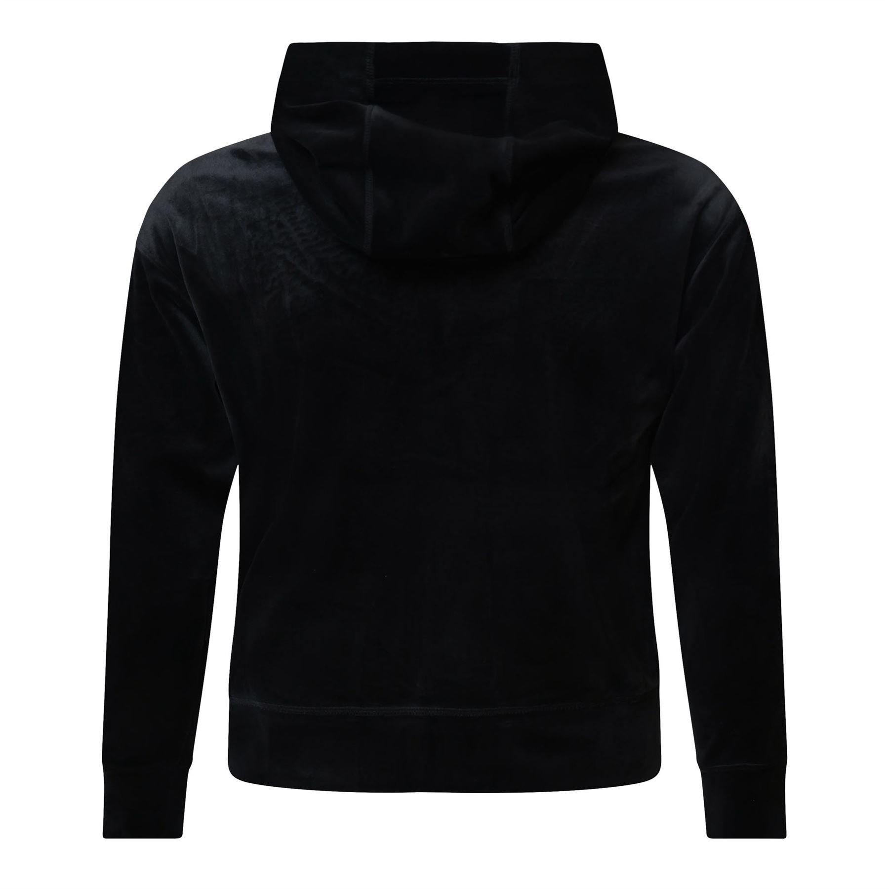 Black - DKNY - Velour Full-Zip Hoodie - 2