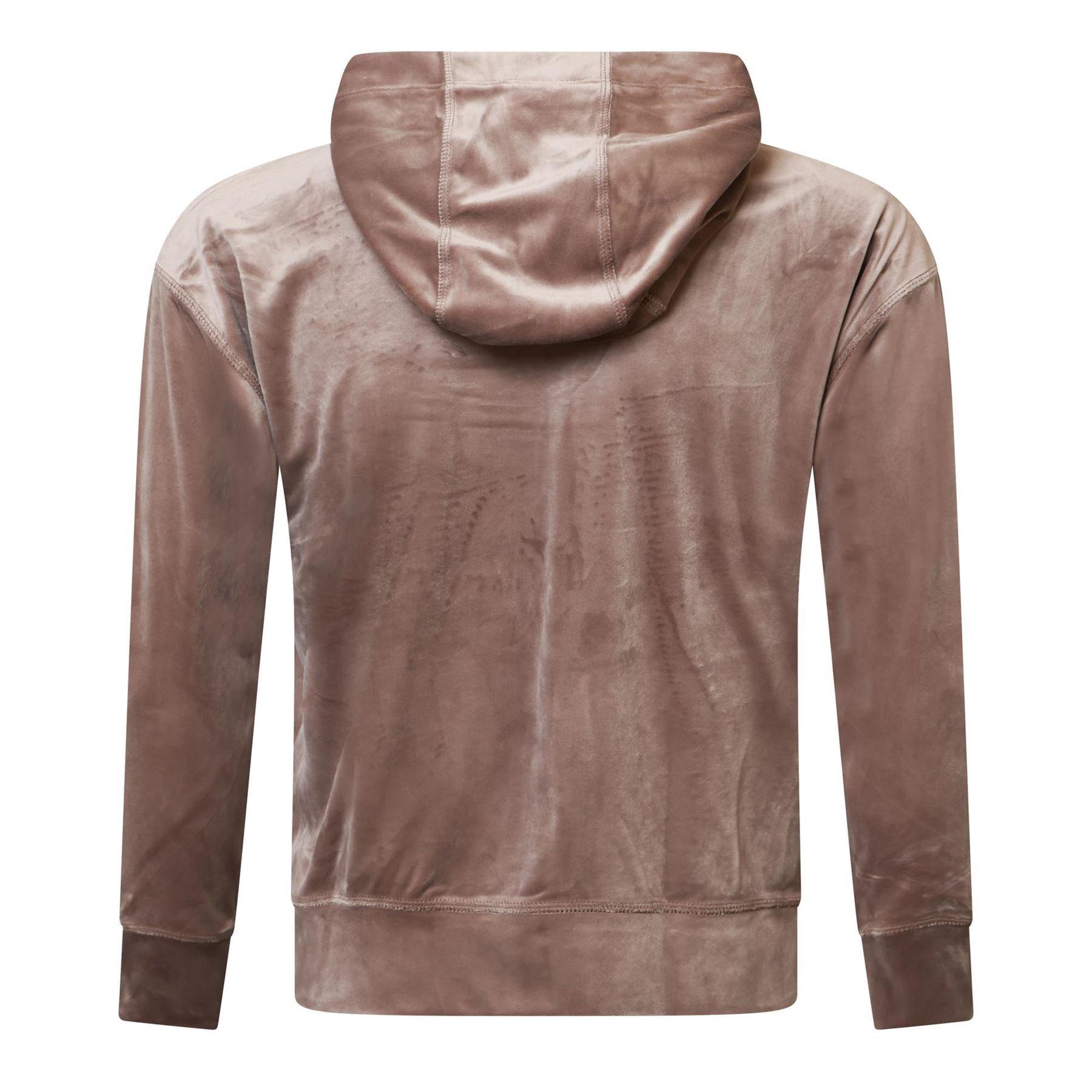 Taupe - DKNY - 2-Tone Rhinestone Logo Full-Zip Hoodie - 2