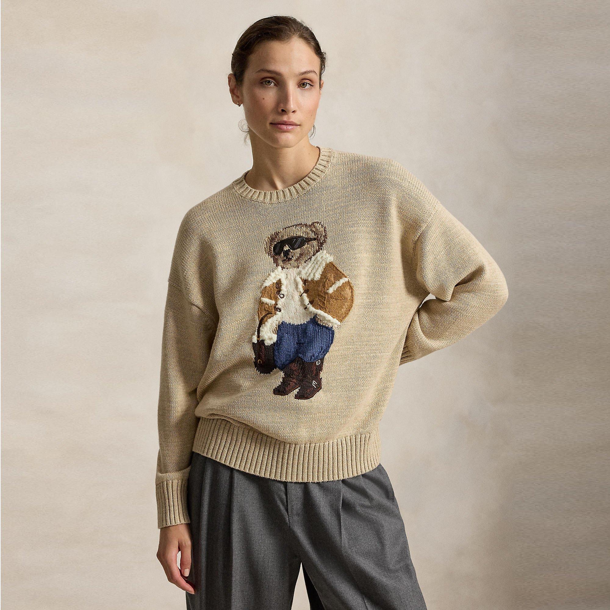 TAN MULTI - Polo Ralph Lauren - Women's Long-Sleeve Slim-Fit Crew-Neck Jumper - 2