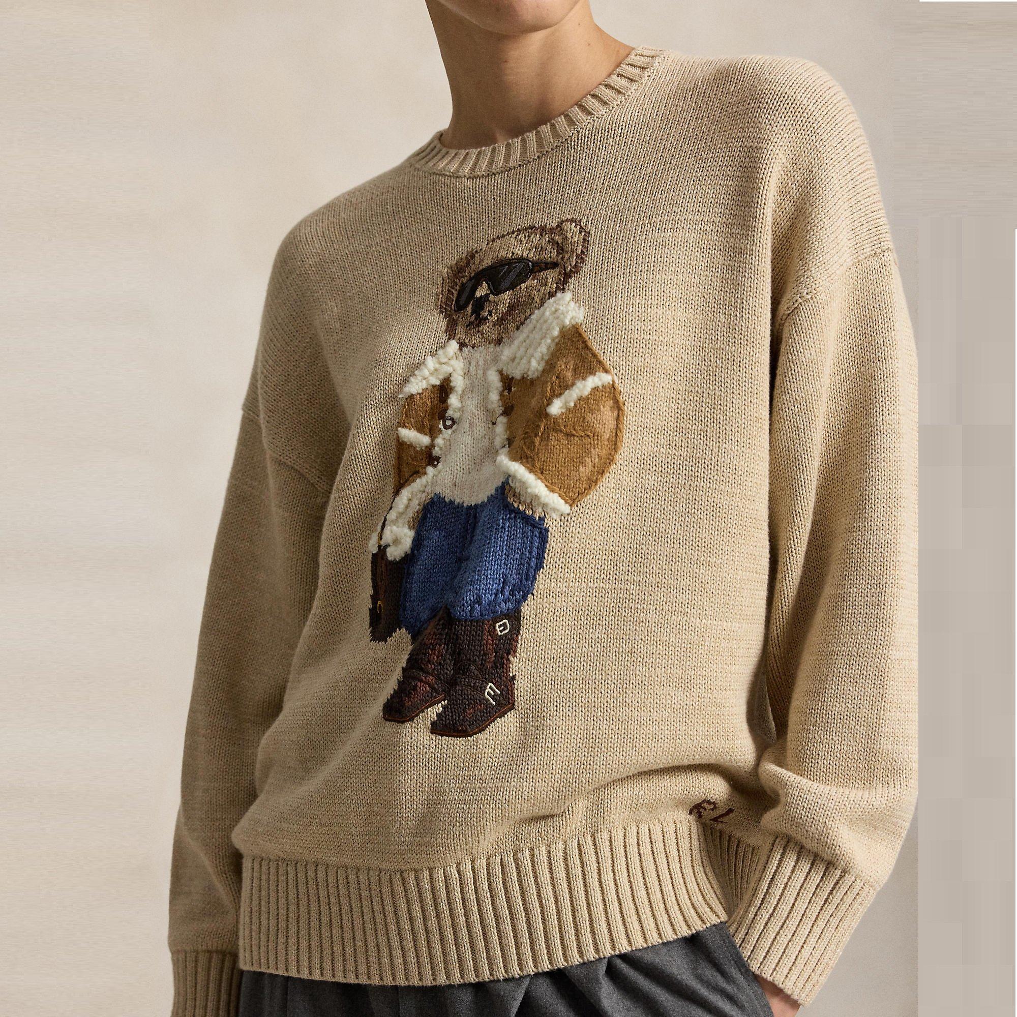 TAN MULTI - Polo Ralph Lauren - Women's Long-Sleeve Slim-Fit Crew-Neck Jumper - 4