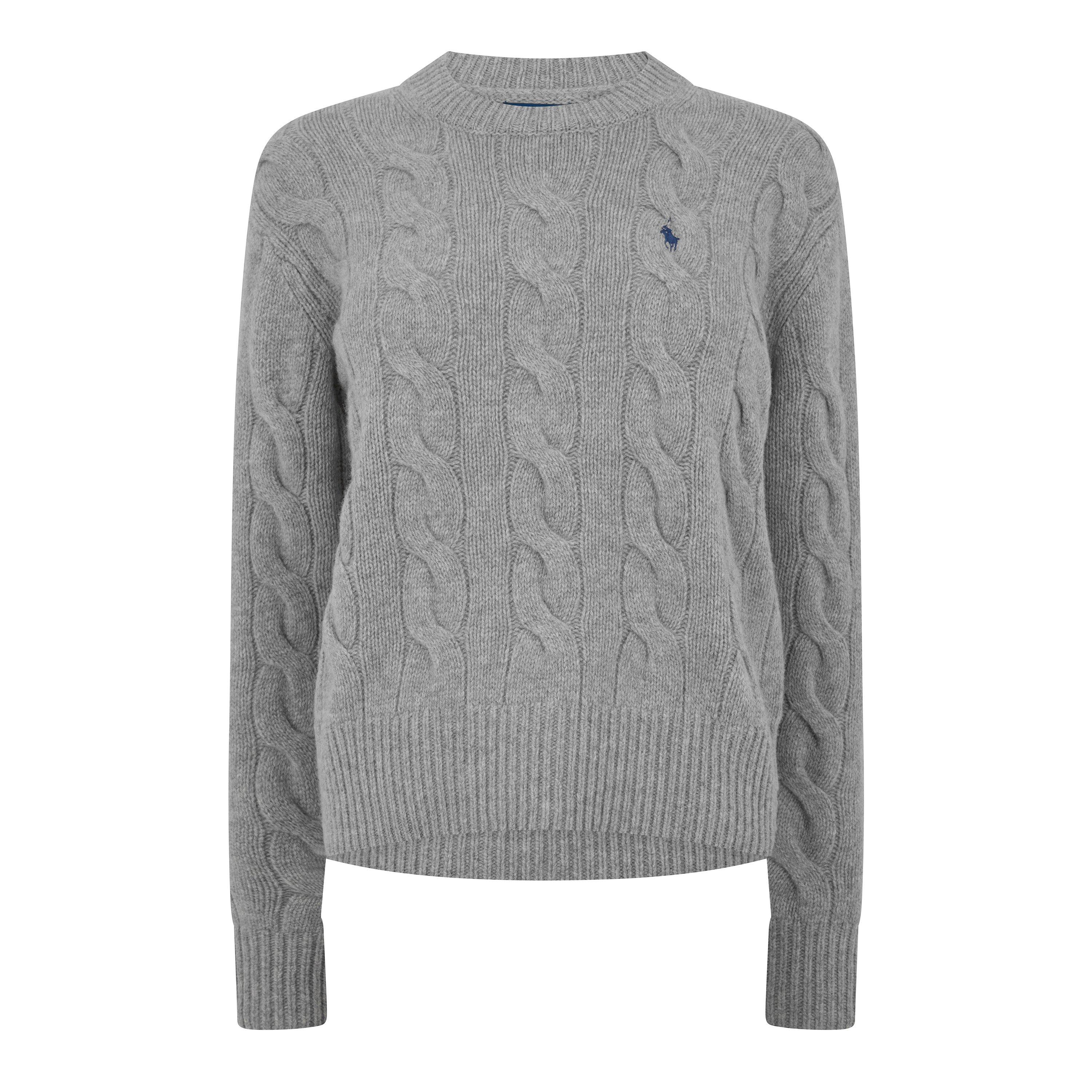 LightHeather - Polo Ralph Lauren - Women's Cable Knit Crew-Neck Long-Sleeve Wool Jumper - 1
