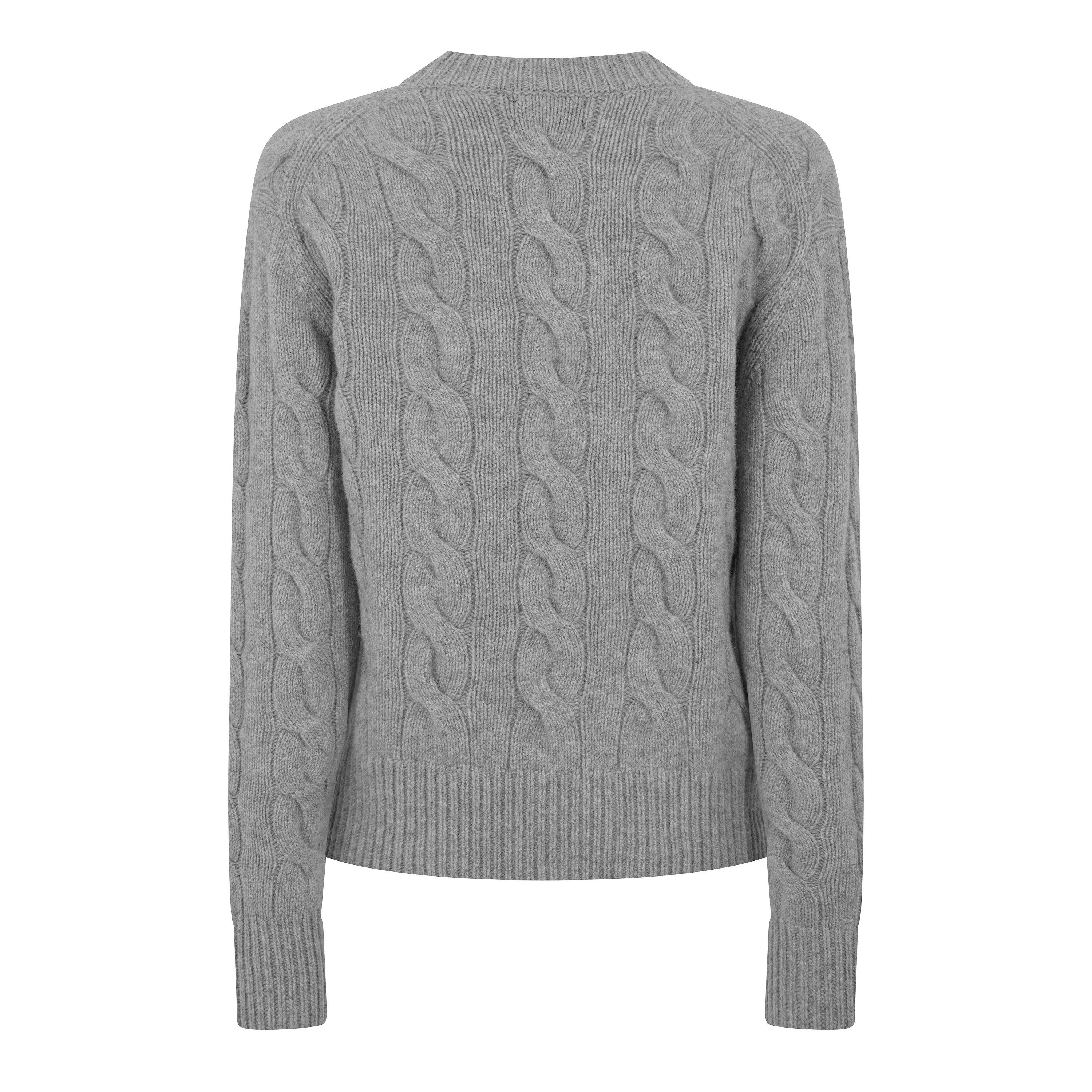 LightHeather - Polo Ralph Lauren - Women's Cable Knit Crew-Neck Long-Sleeve Wool Jumper - 2