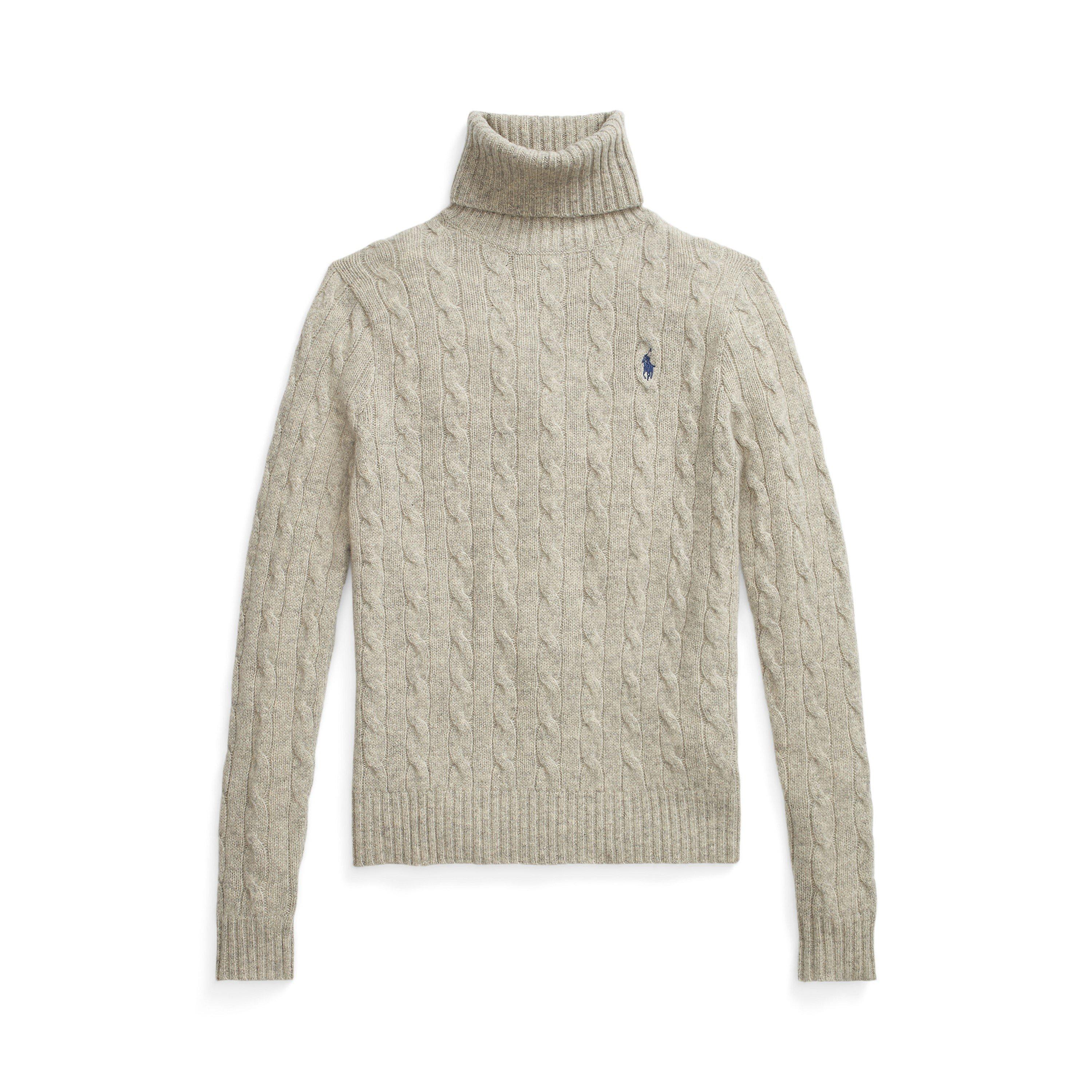 LightHeather - Polo Ralph Lauren - Women's Cable-Knit Wool Cashmere Turtle-Neck Jumper - 1
