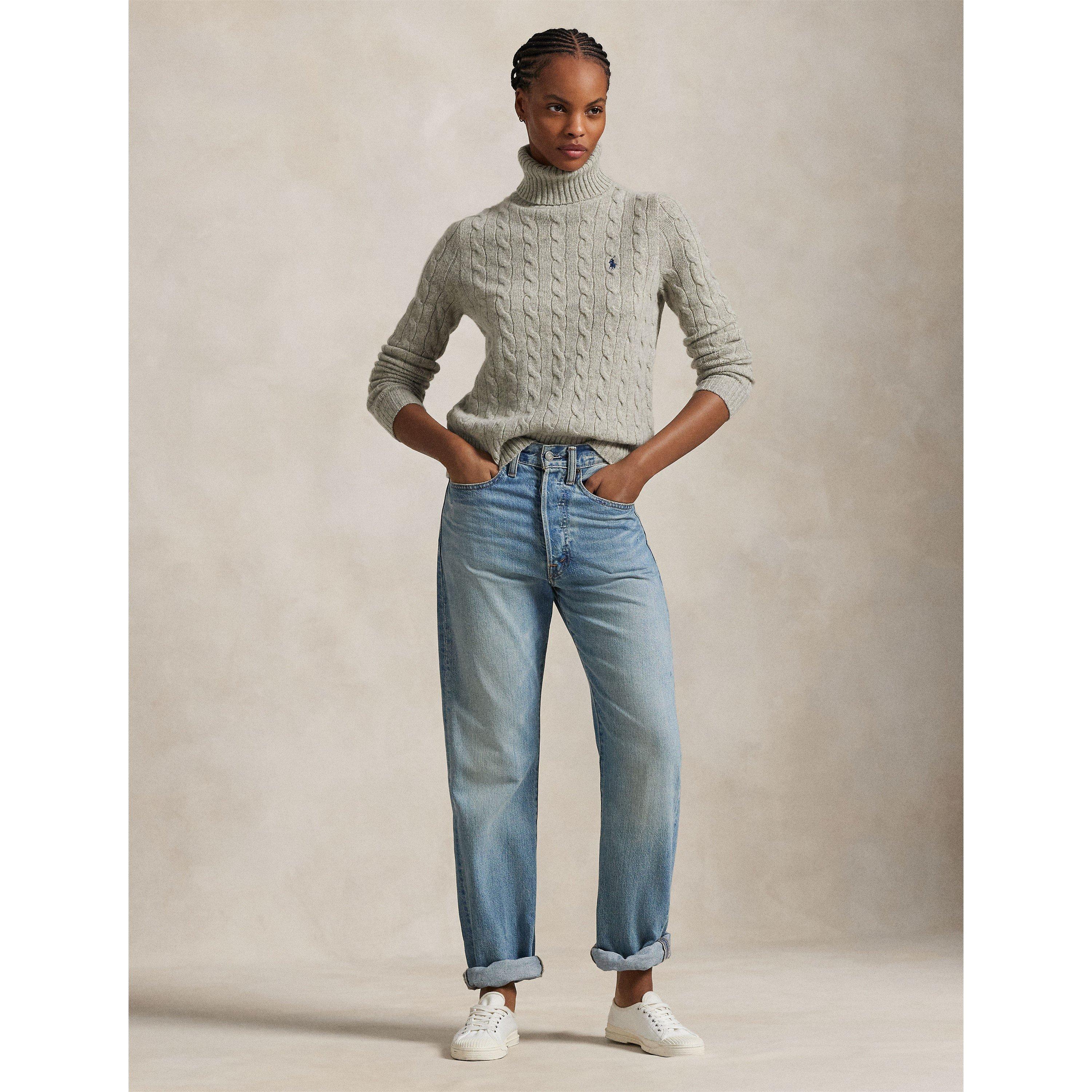 LightHeather - Polo Ralph Lauren - Women's Cable-Knit Wool Cashmere Turtle-Neck Jumper - 5