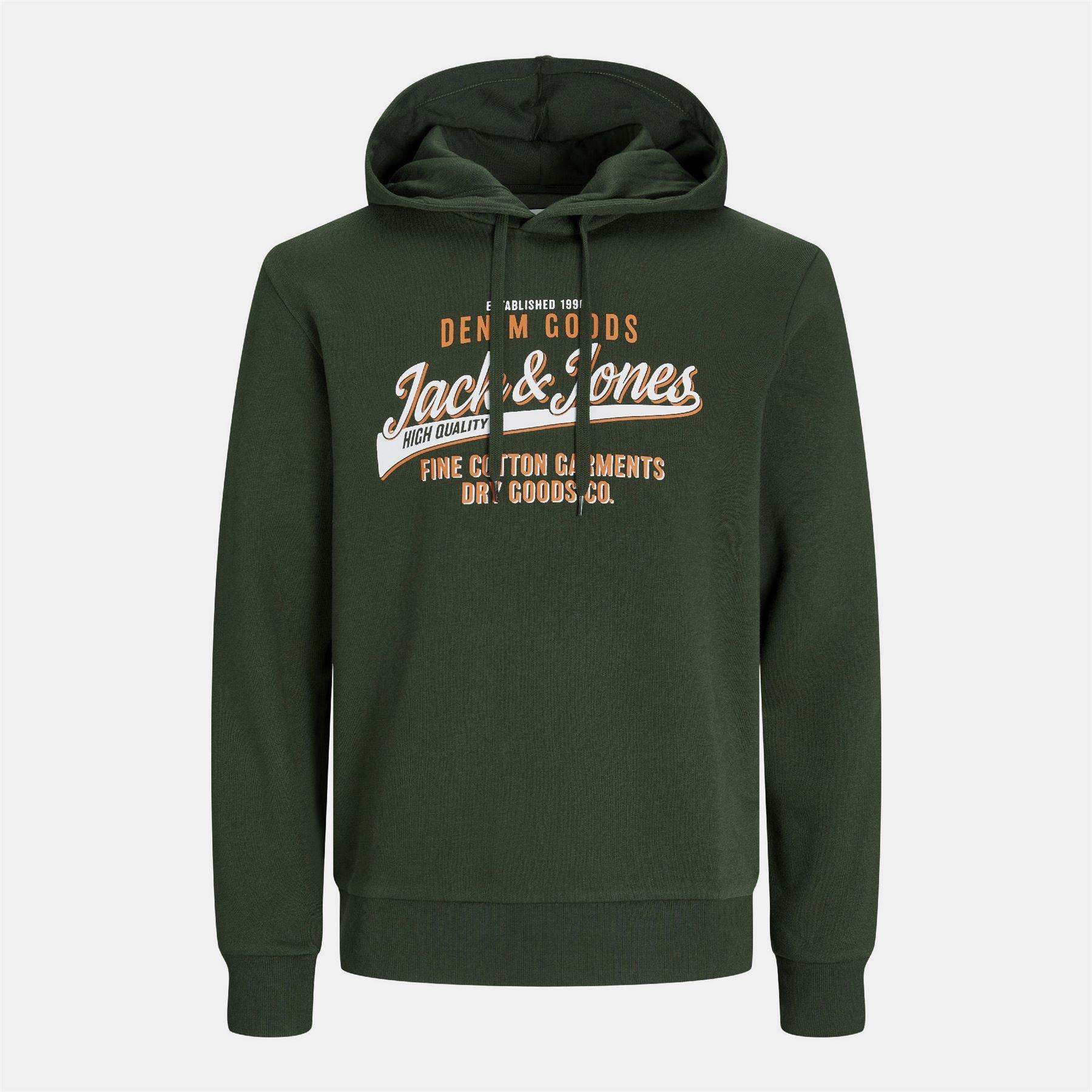 Green - Jack and Jones - Plus Size Logo Hoodie - 1
