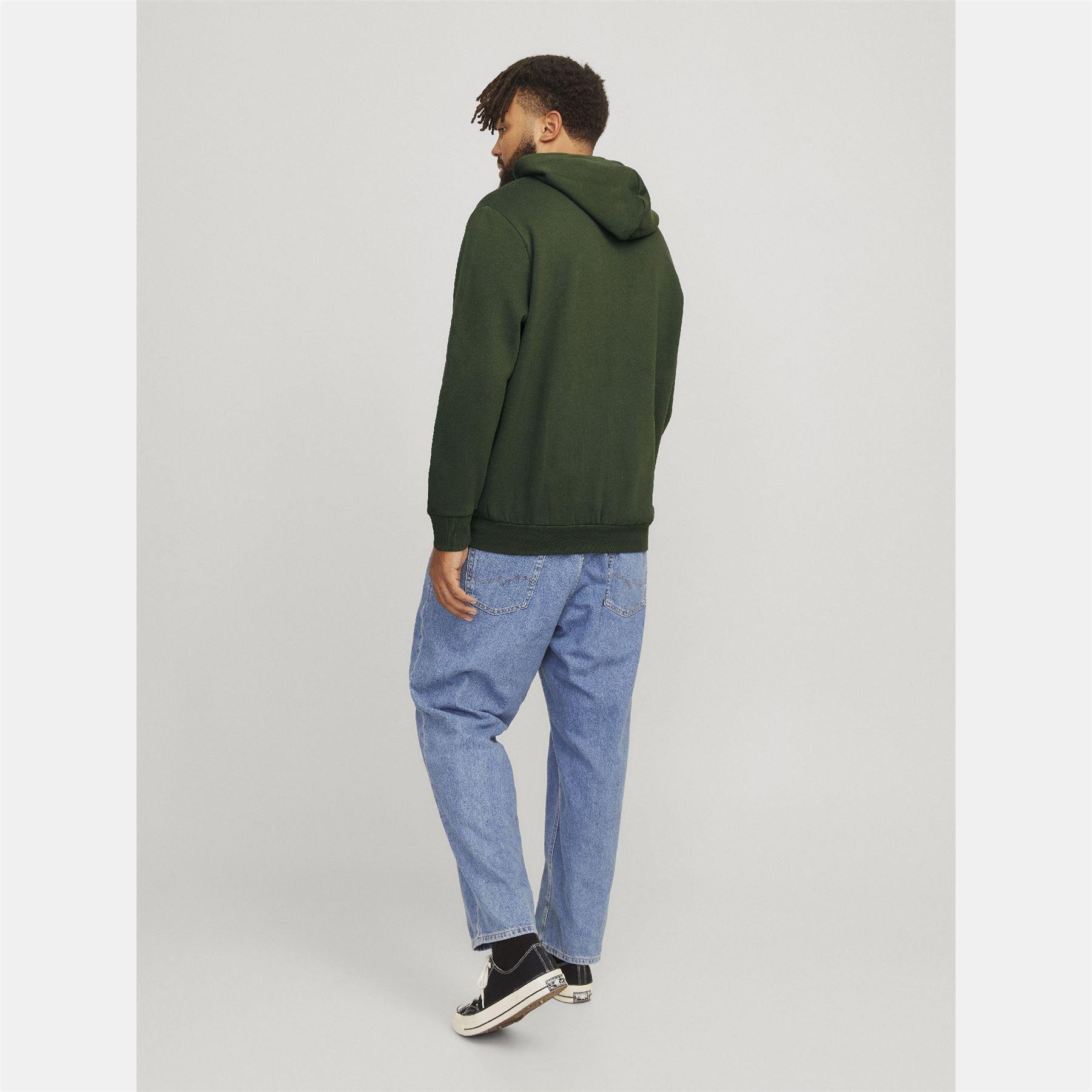 Green - Jack and Jones - Plus Size Logo Hoodie - 3