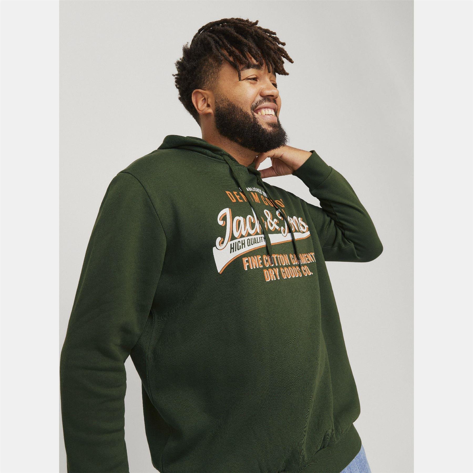 Green - Jack and Jones - Plus Size Logo Hoodie - 7