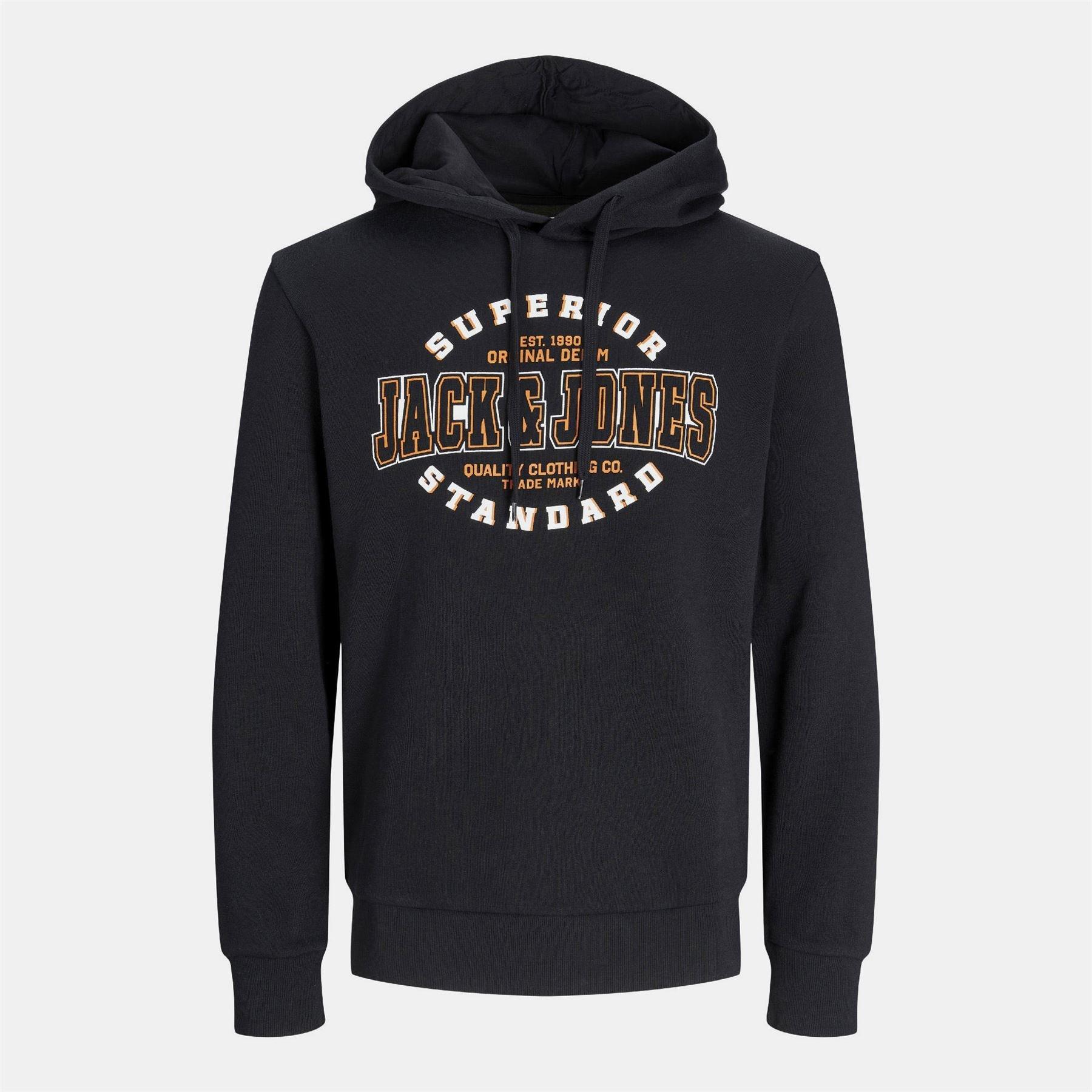 Black - Jack and Jones - Plus Size Logo Hoodie - 1