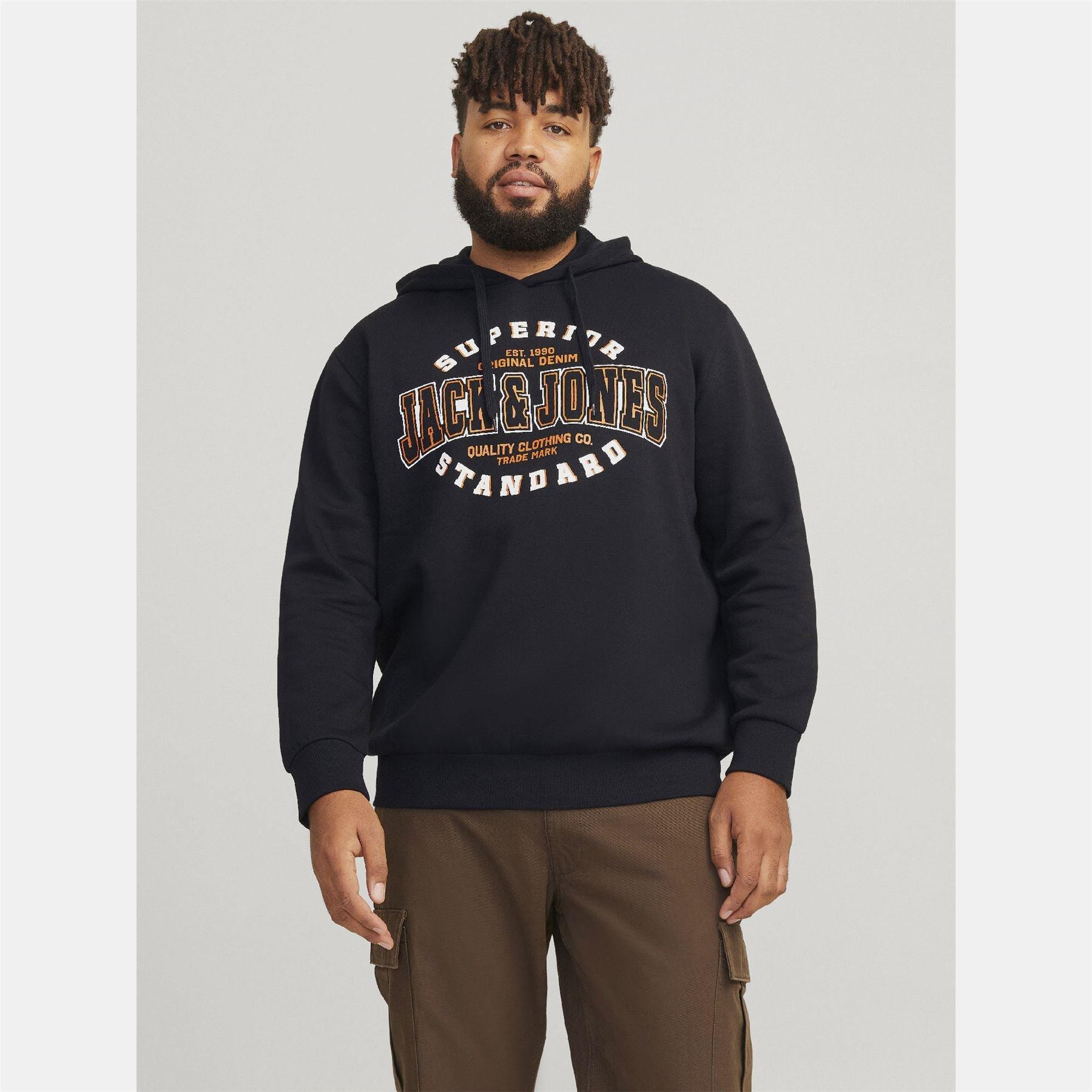 Black - Jack and Jones - Plus Size Logo Hoodie - 2