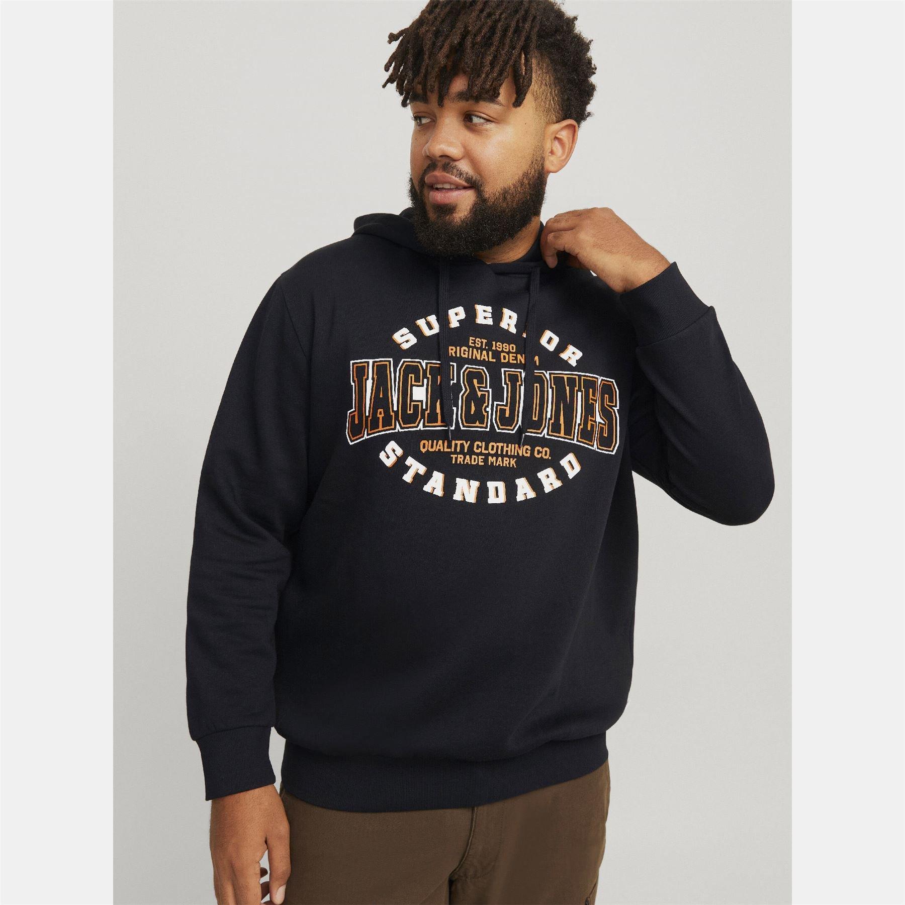 Black - Jack and Jones - Plus Size Logo Hoodie - 7