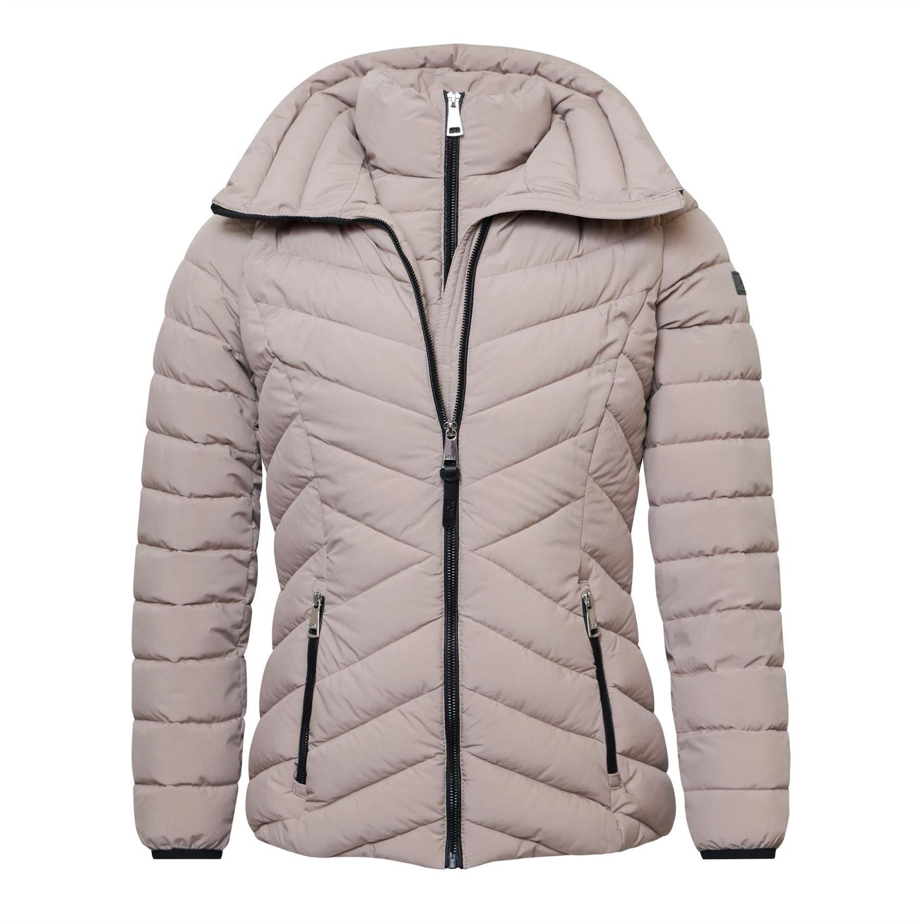 Beige - DKNY - Bibbed Zip Front Puffer Jacket - 1